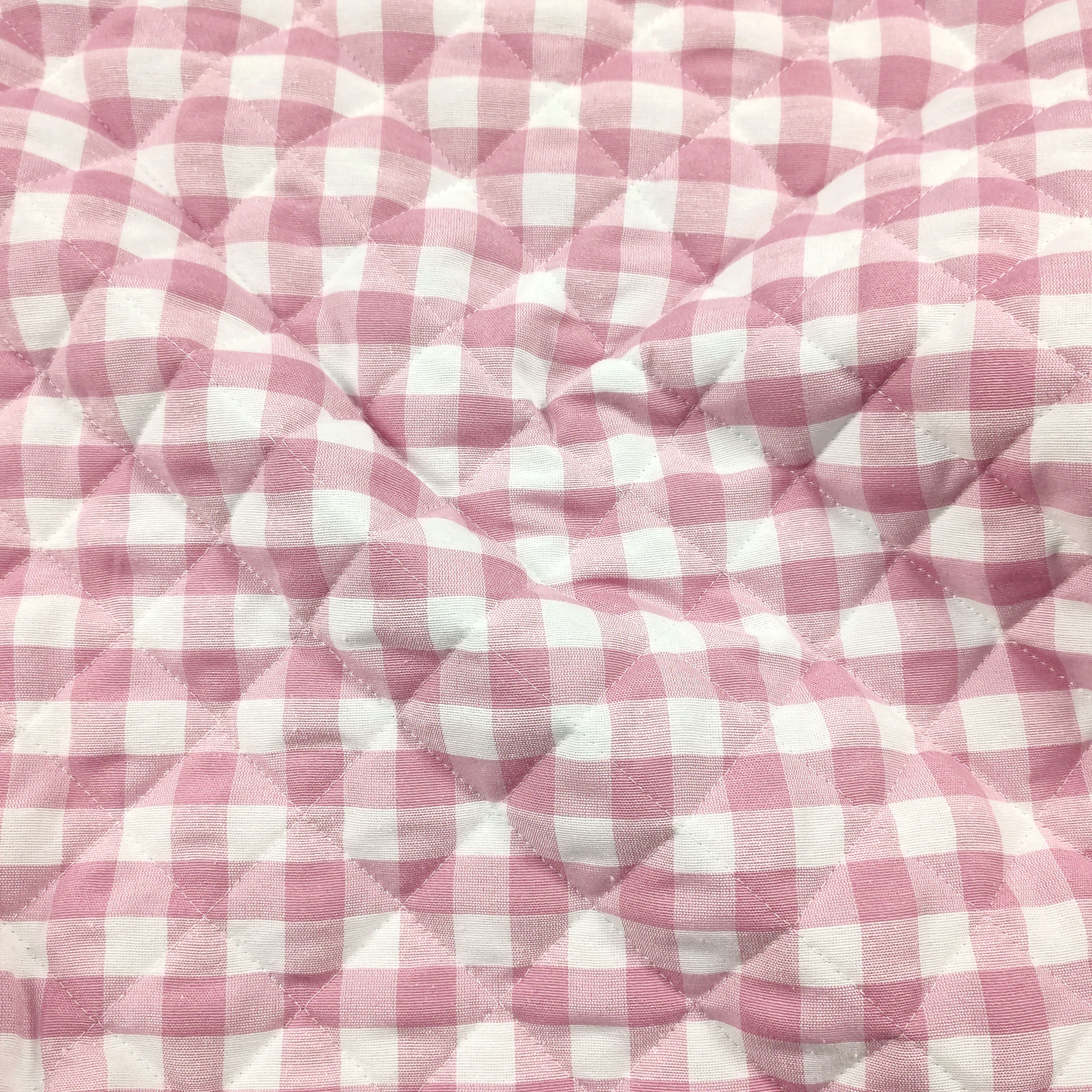 Tessuto Trapuntato Quadretti Rosa
