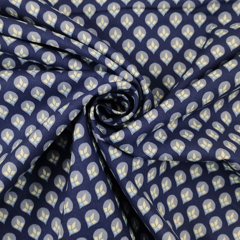 Tessuti cotone gocce di rugiada blu