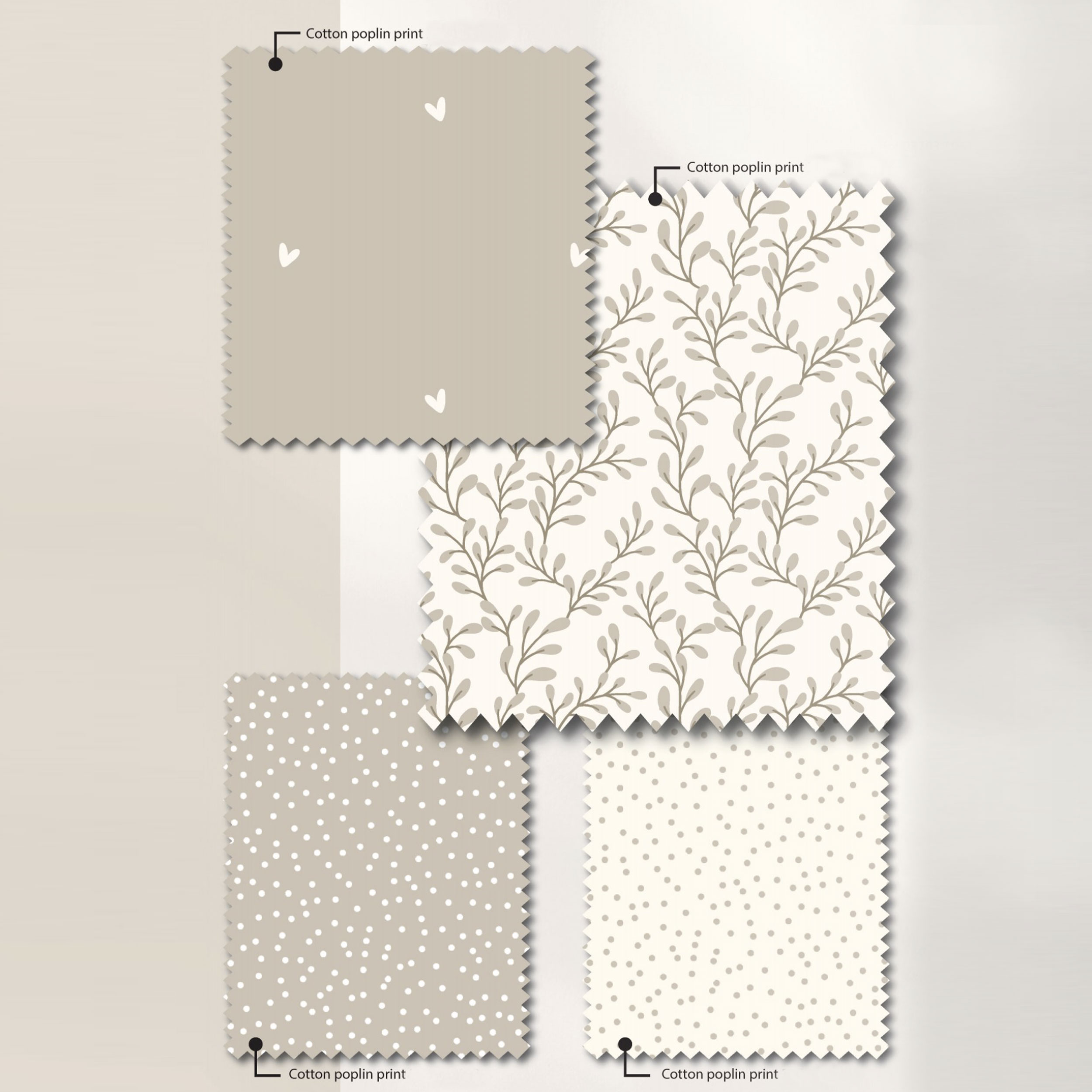 Popeline Cotone Pois Bianchi Sfondo Beige Image