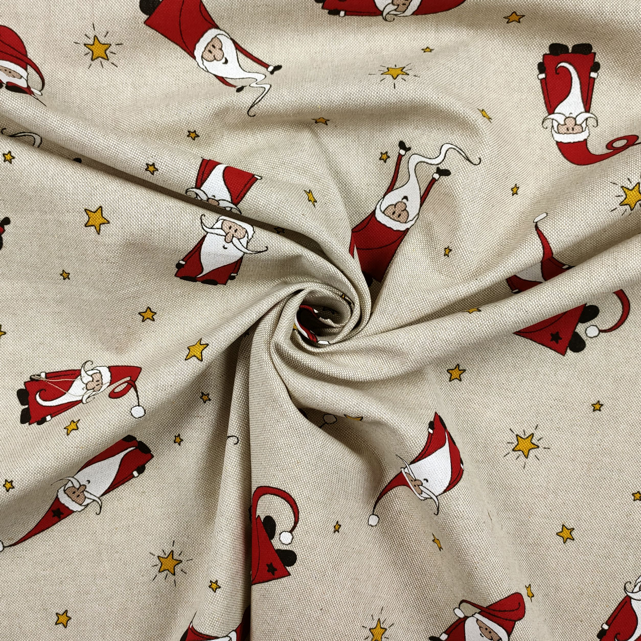 Cotone misto fantasia babbo natale con stelle