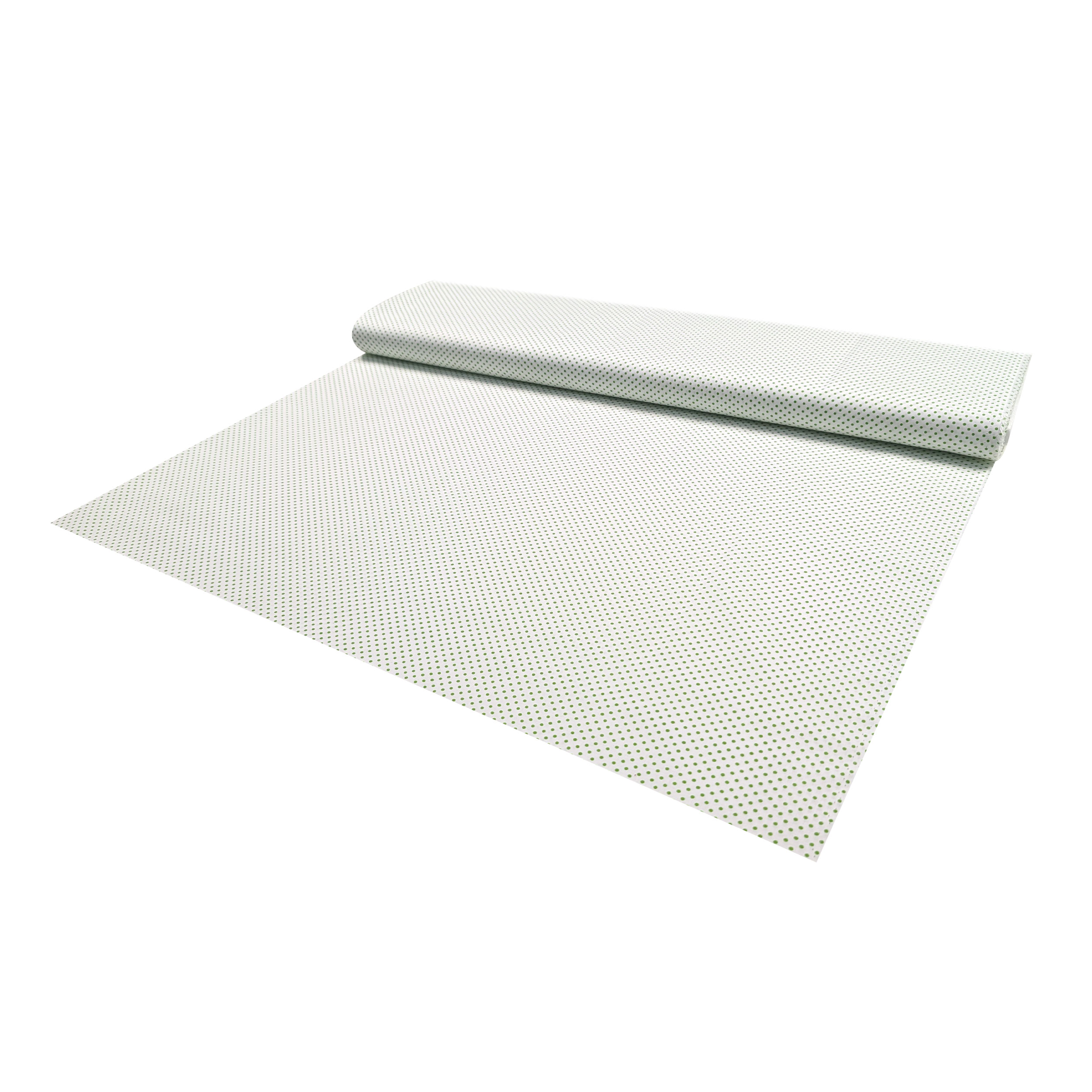 Tessuto Cotone Bianco a Pois Verdi Image