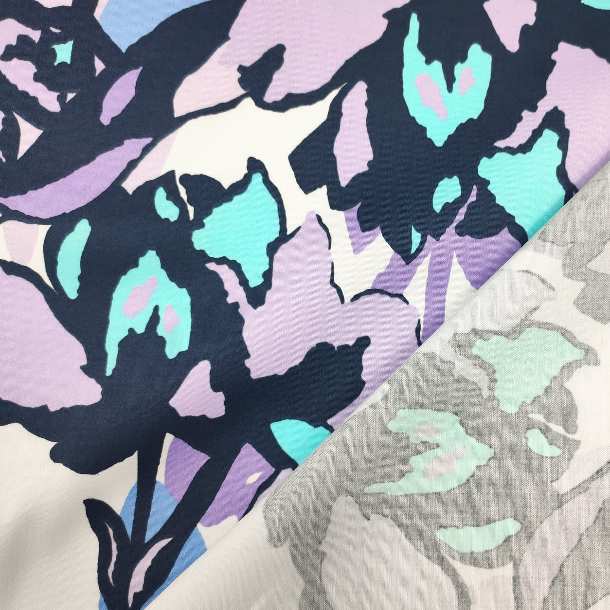 Rasatello in cotone fiori lilla