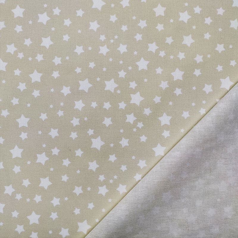 Tessuto Cotone Fantasia Stelline Beige