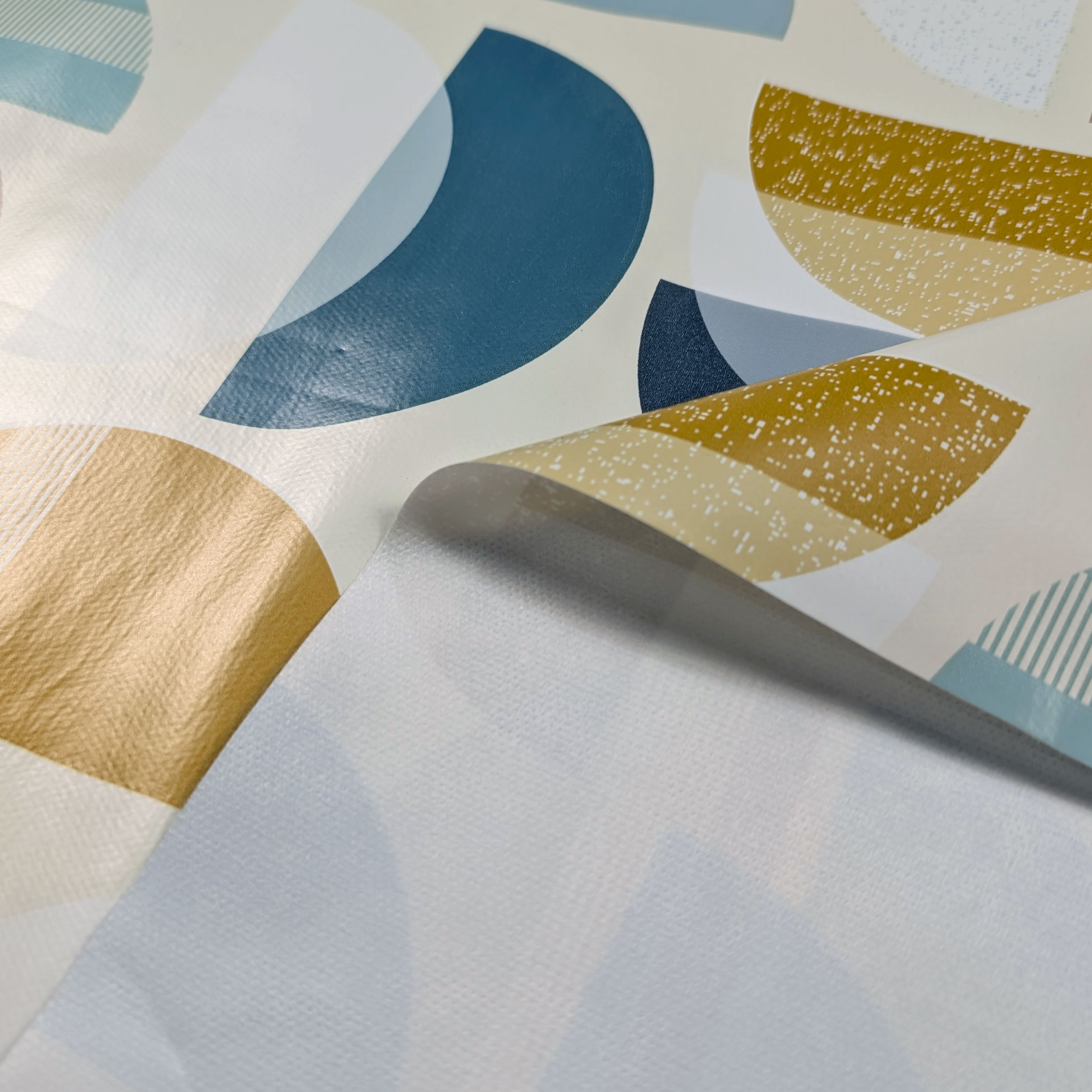 Tessuto per Tovaglia Plastificata Pop Art Blu Beige Image