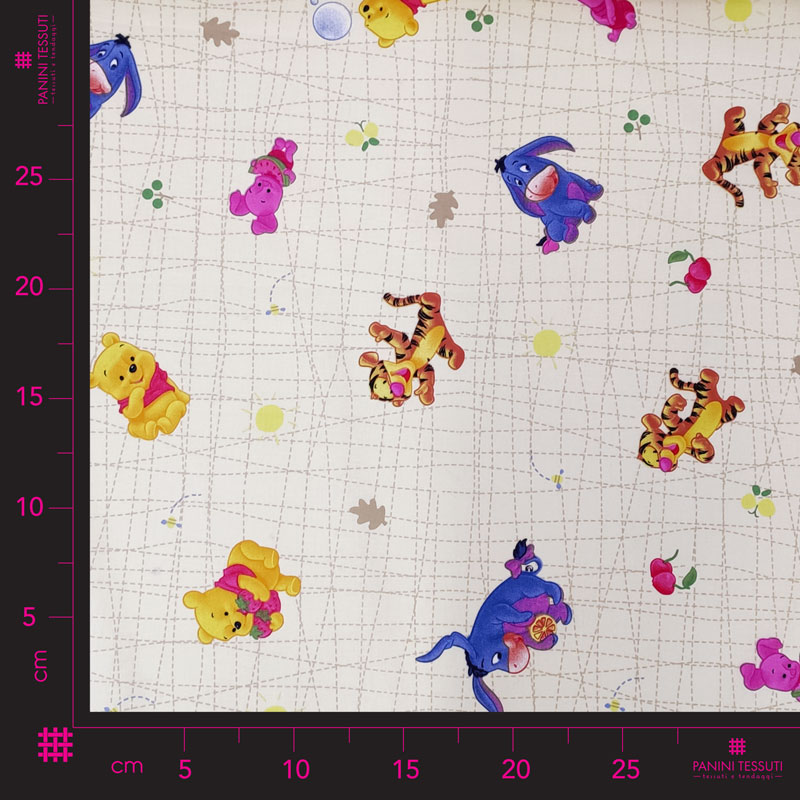 Tessuto Cotone Disney Winnie The Pooh Sfondo Beige