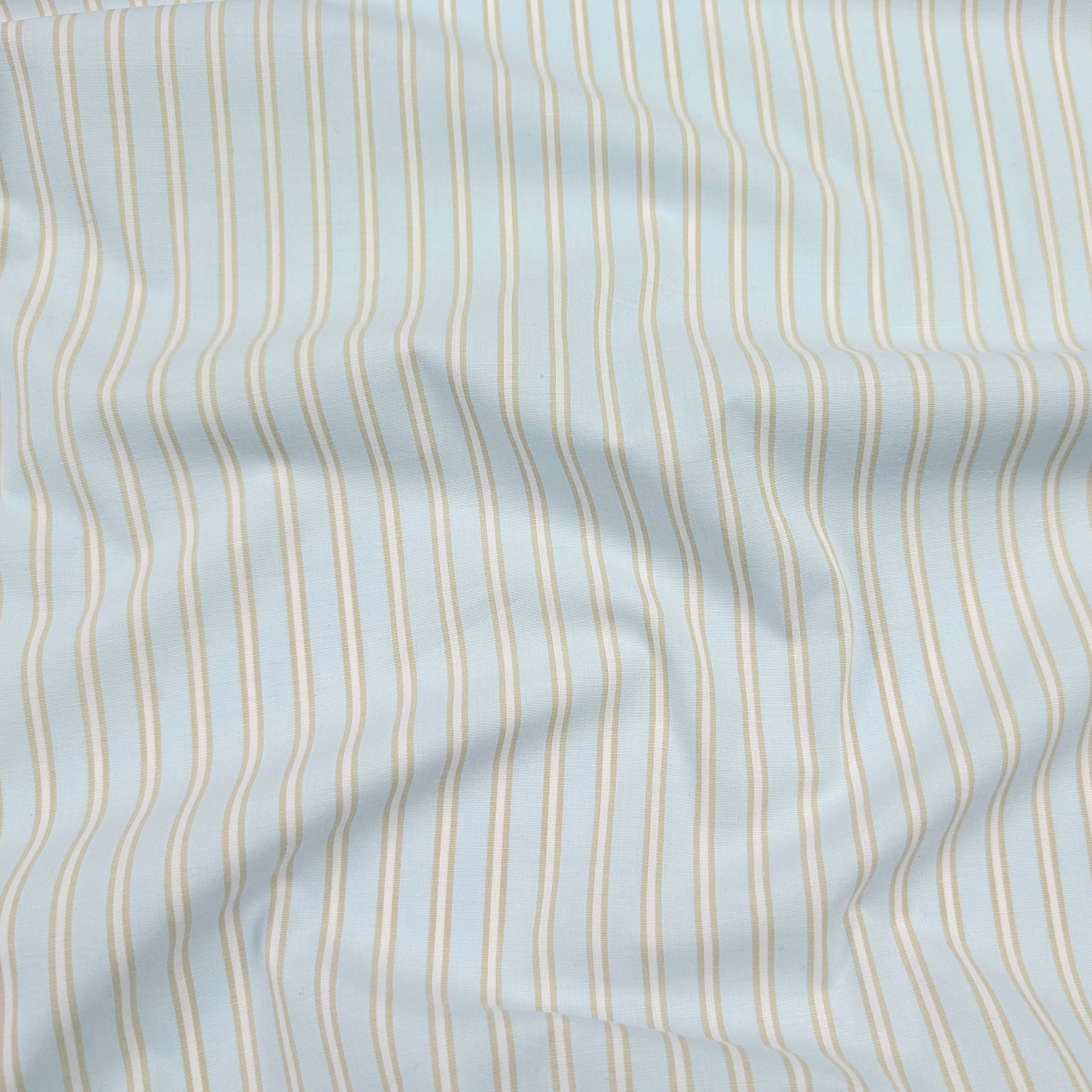 Cotone per Camiceria Elasticizzato Azzurro con Righe Image