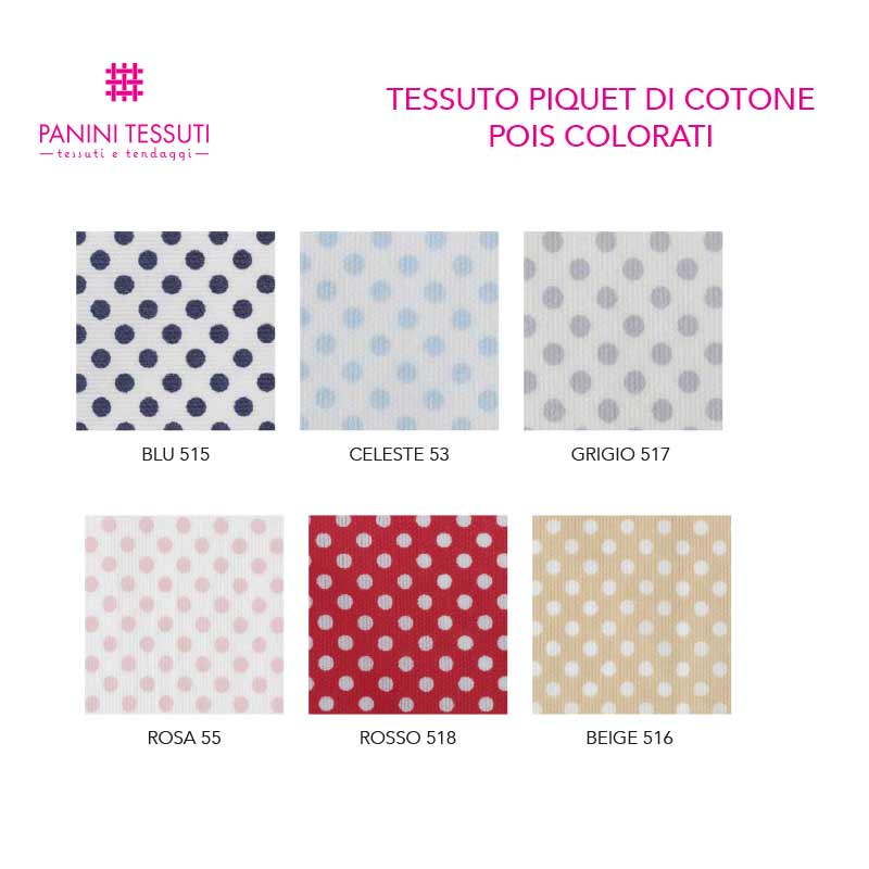 Tabella Colore   Tessuto Piquet di Cotone Pois Colorati