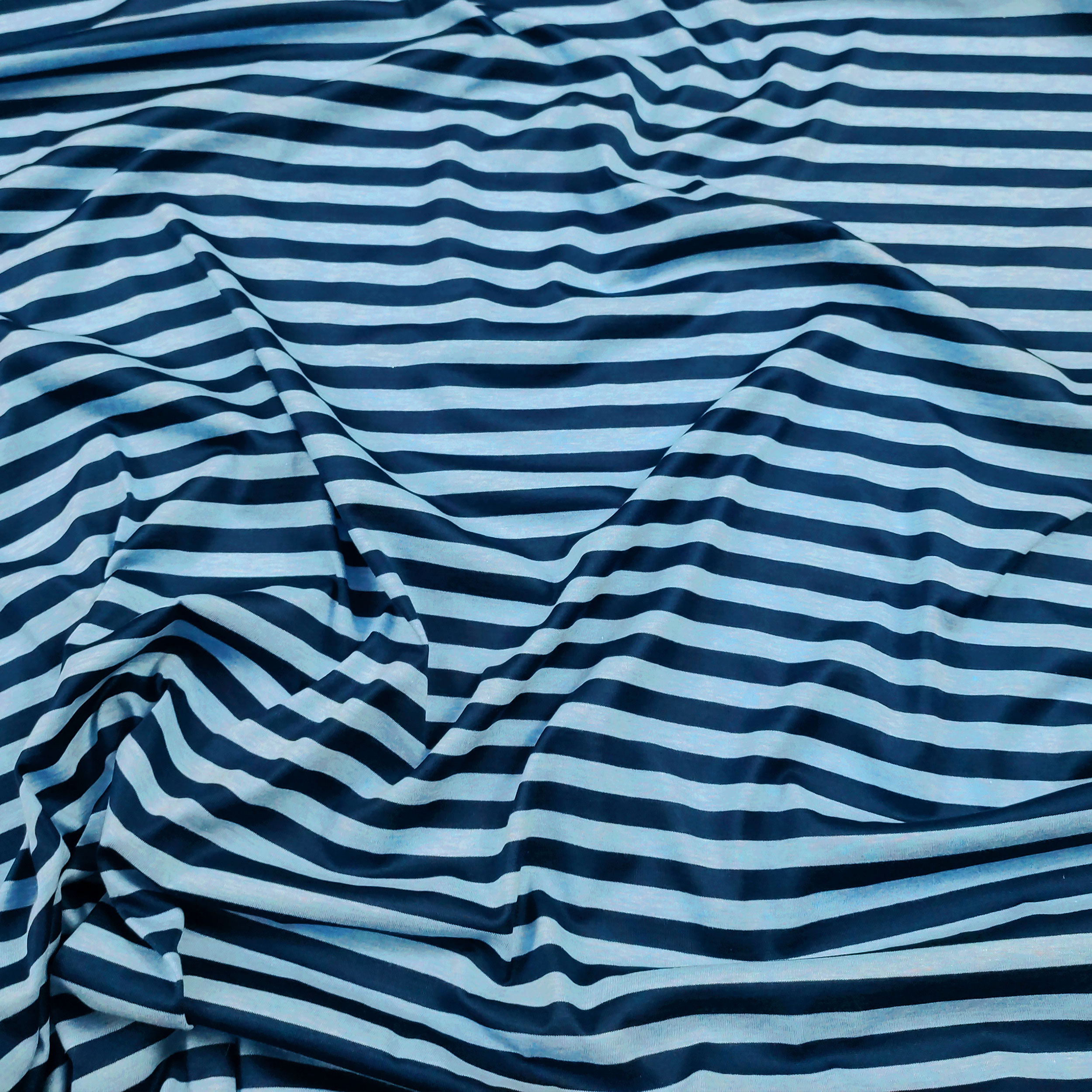 Jersey di Cotone Righe Blu e Azzurre