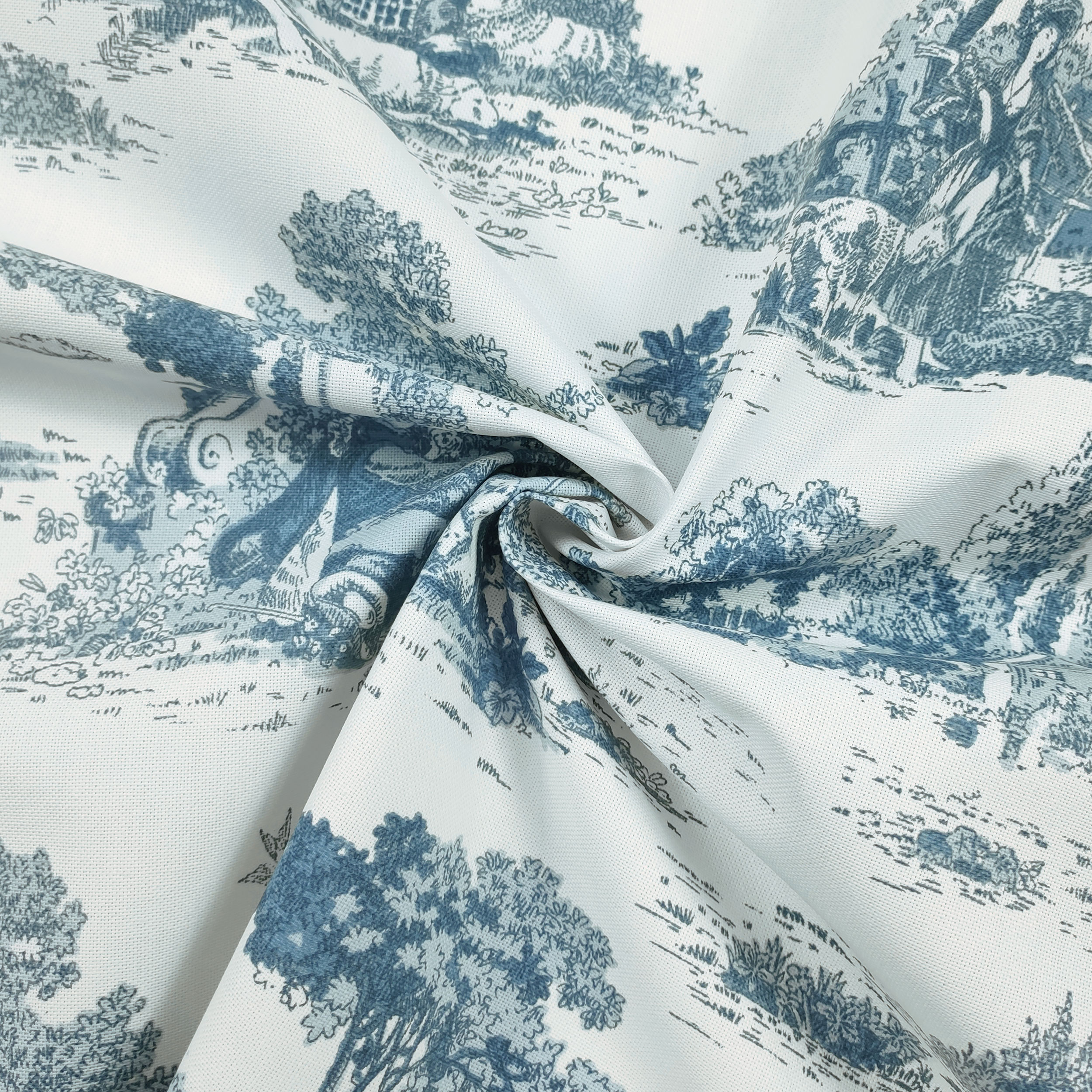 Ritaglio Panama Toile de Jouy Petrolio 50x140 cm Image
