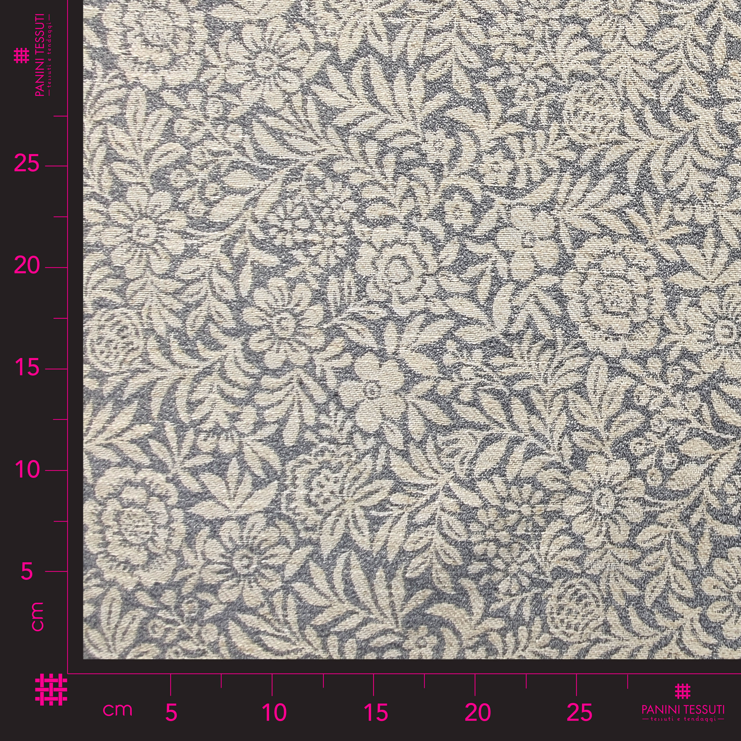Tessuto Jacquard Fiori Chiari Sfondo Grigio