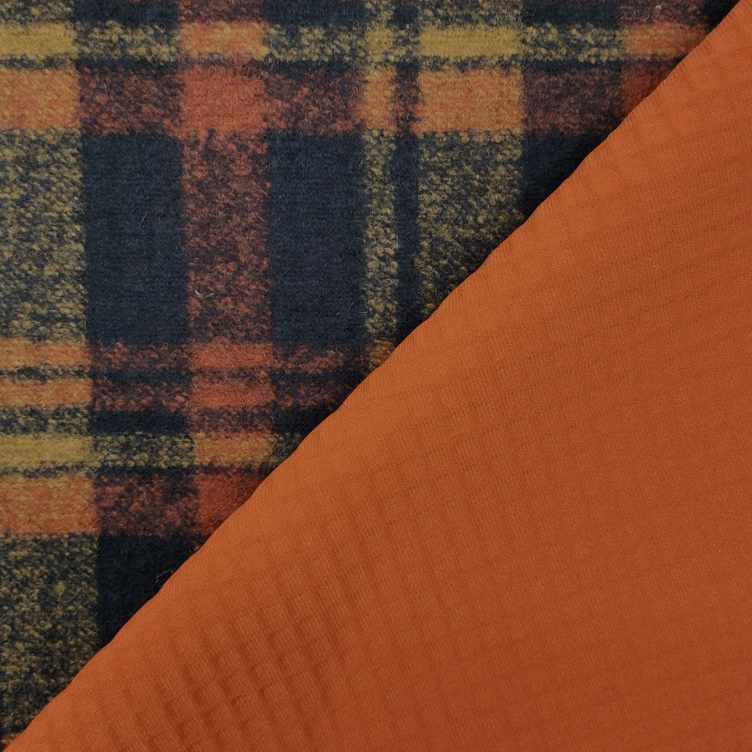 neoprene tartan blu e arancio