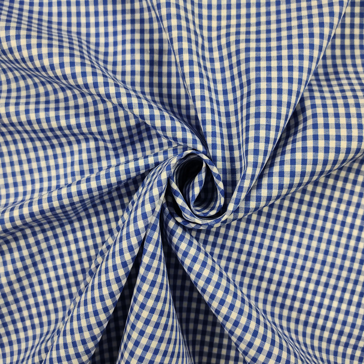 Tessuti cotone quadretti medi tinto in filo blu