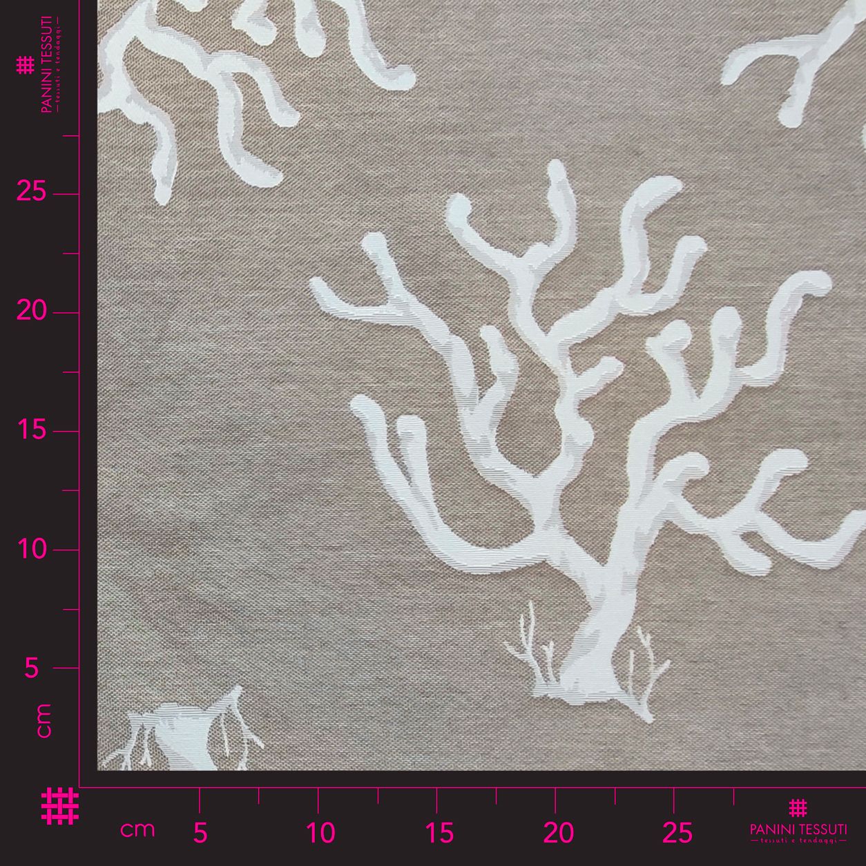 Tessuto Jacquard Double Coralli Perla e Beige H 280 cm