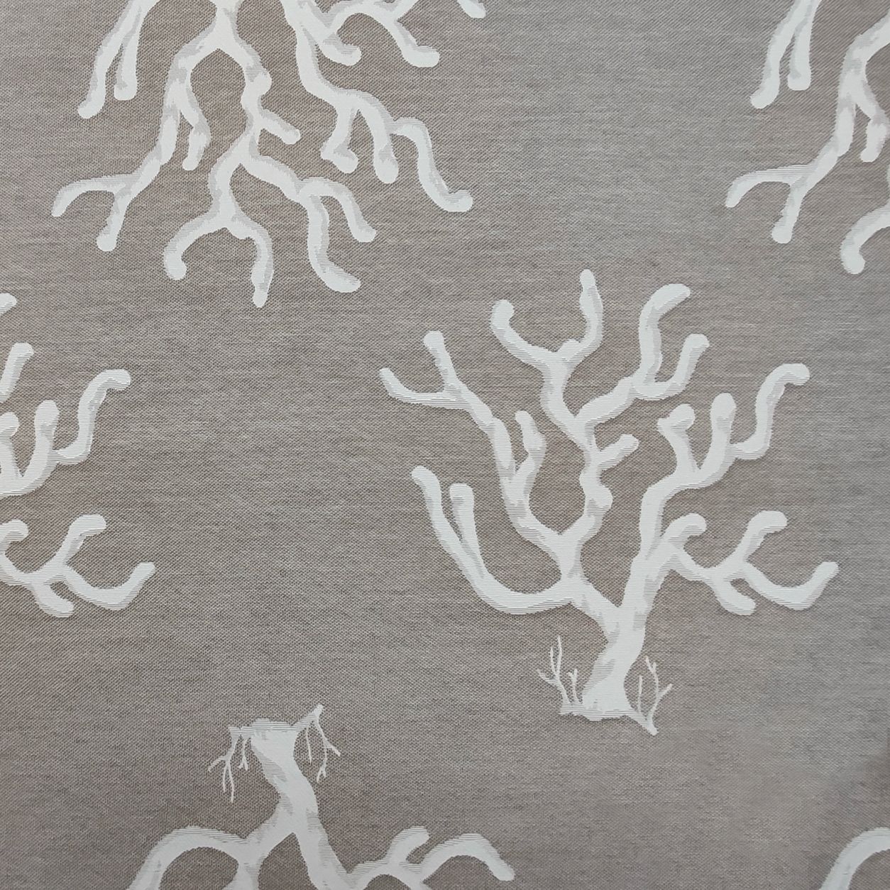 Tessuto Jacquard Double Coralli Perla e Beige H 280 cm