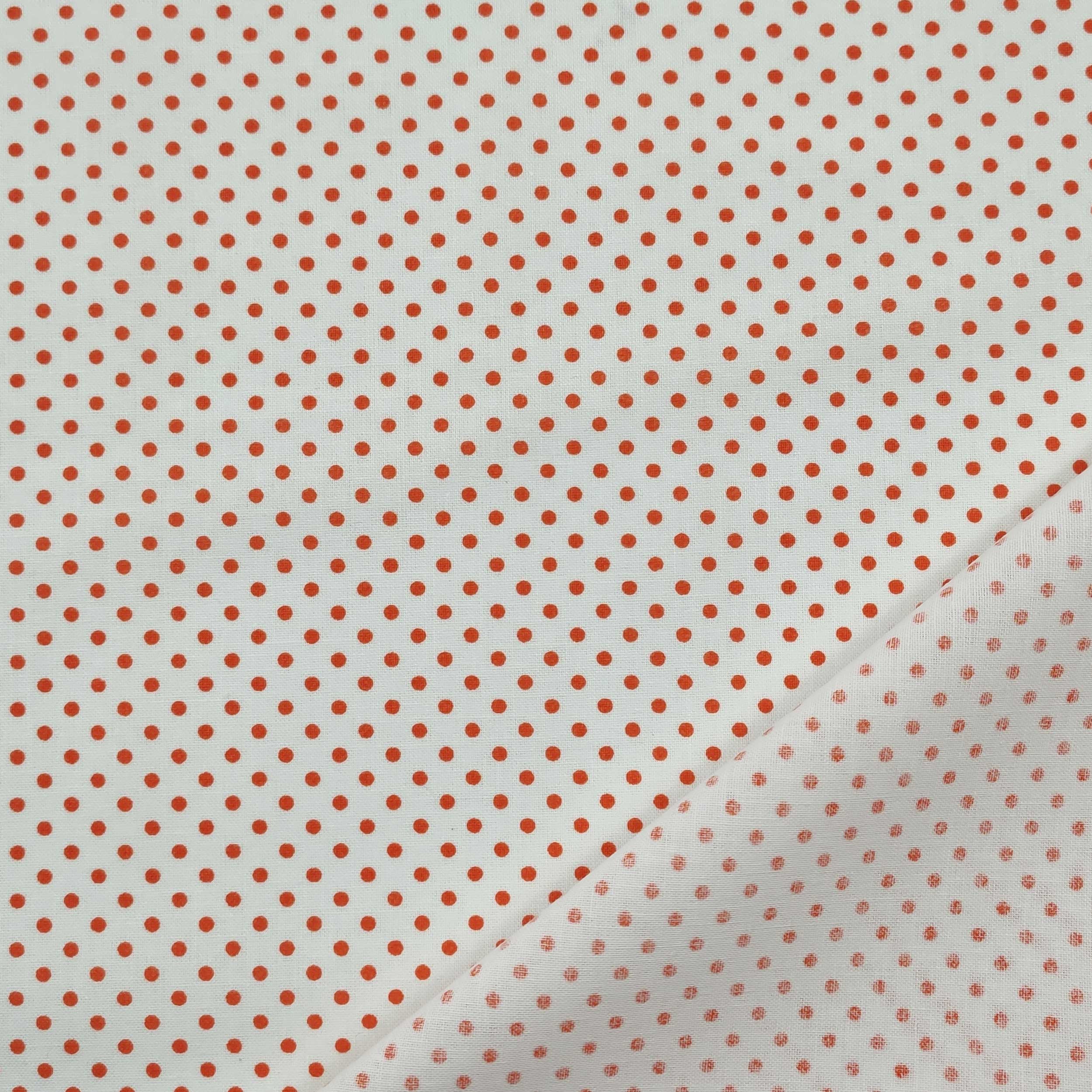 Tessuto Cotone con Pois Arancioni Image