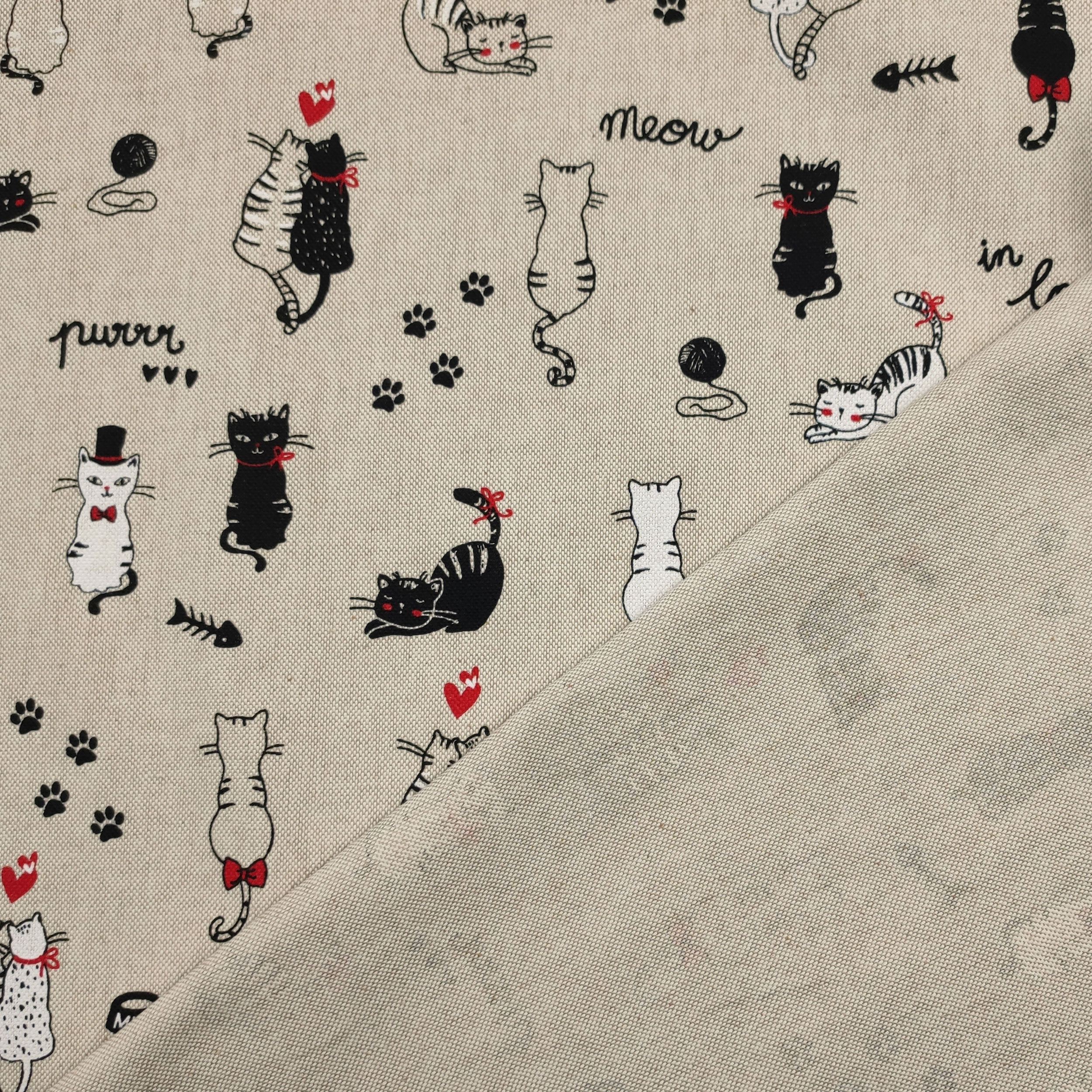 Tessuto Panama Gattini In Love