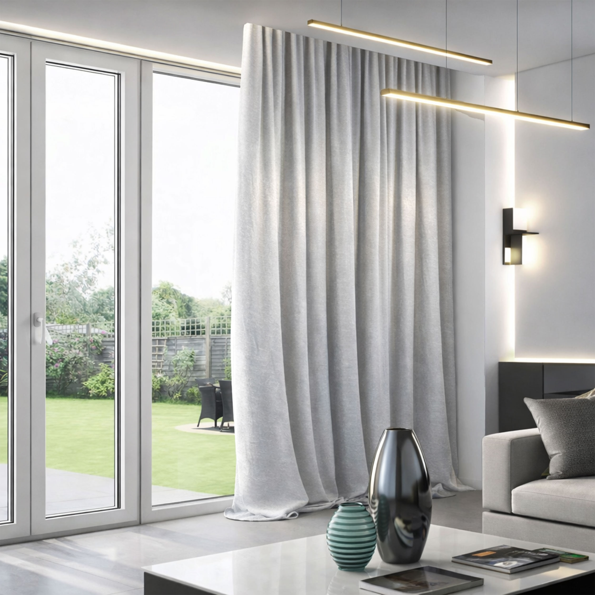Tessuto Tenda in 100% Lino Stropicciato Grigio Polvere Image