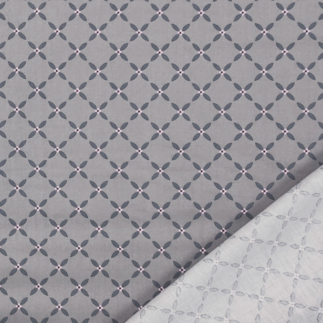 Cotone tessuto gutermann fantasia geometrica floreale grigio