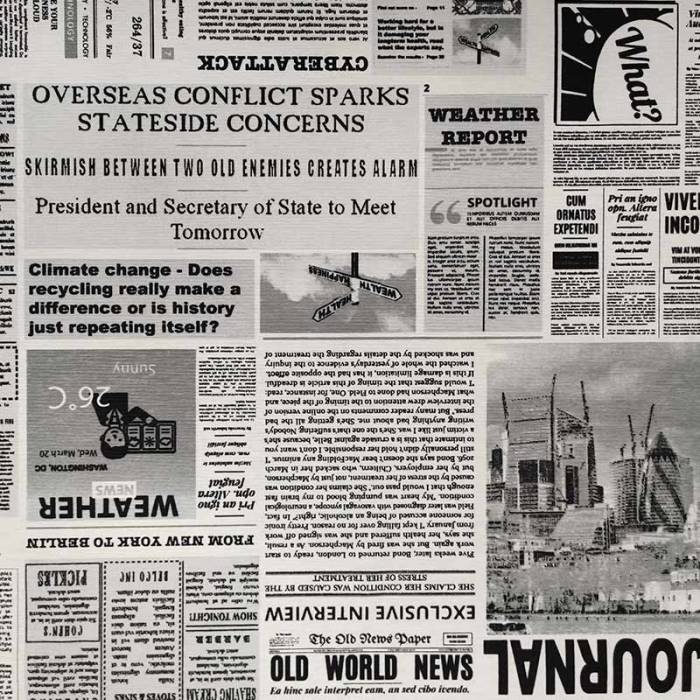 Tessuto-Misto-Cotone-Fantasia-Giornale