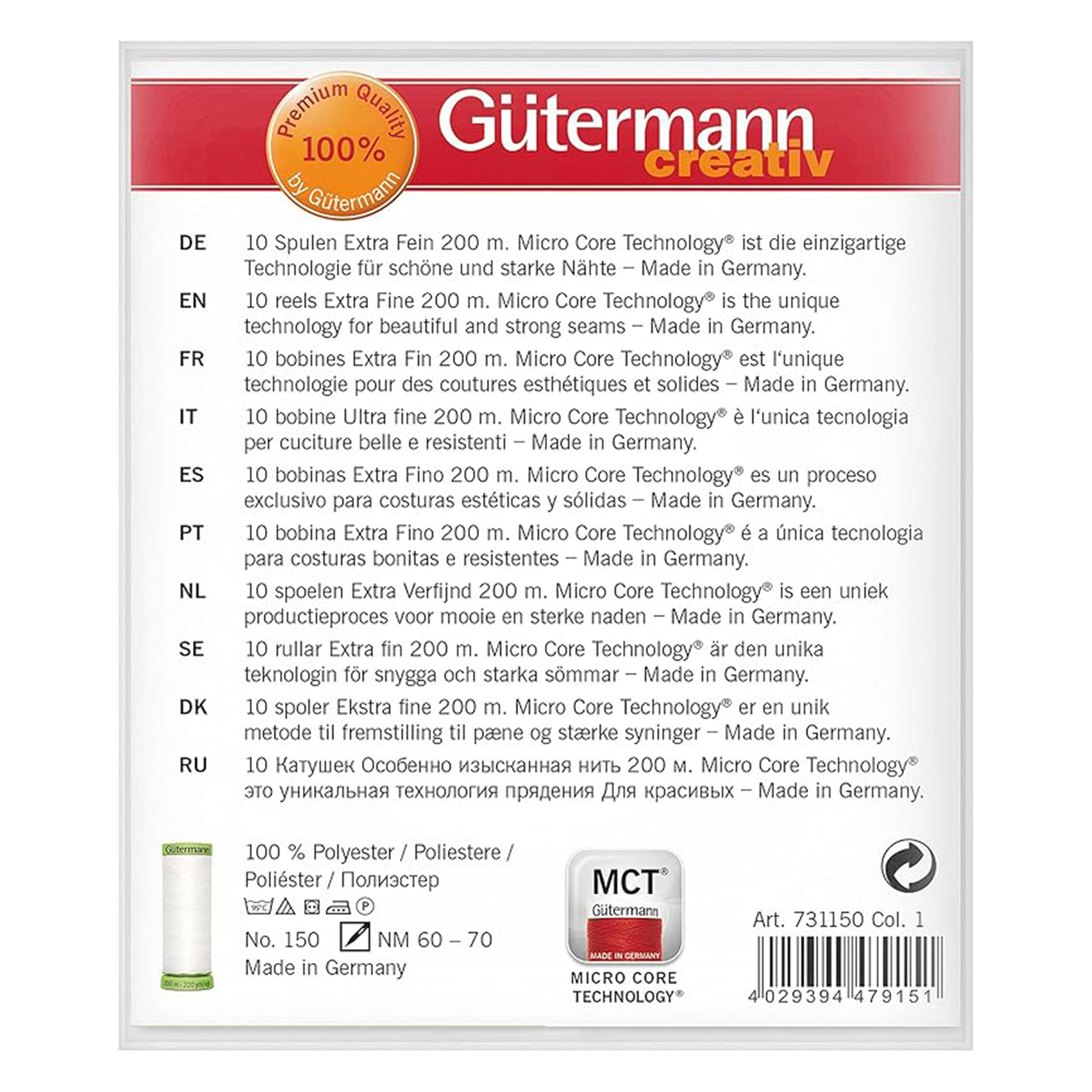 Gutermann Extra Fine Creative Basic 10 Bobine Image