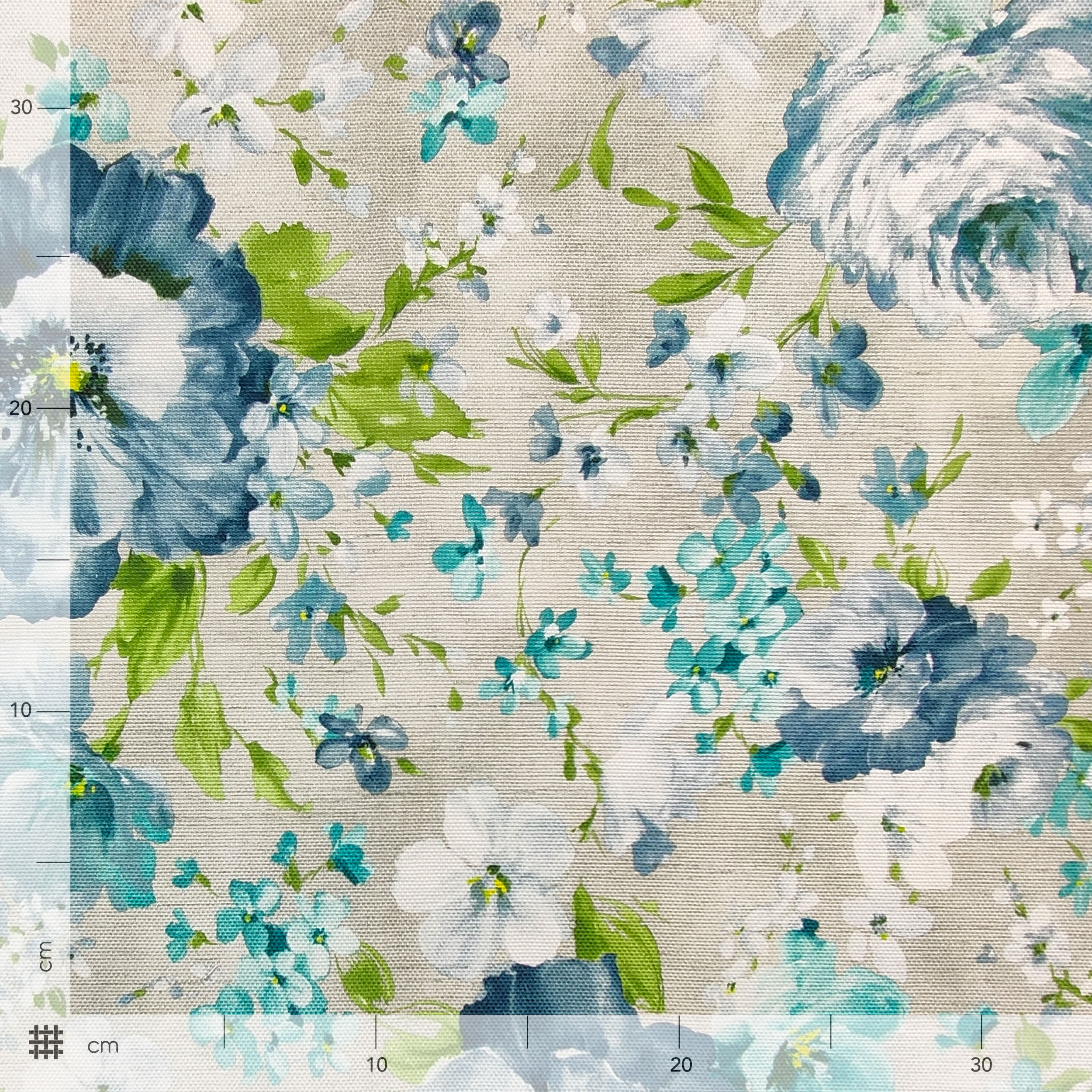 Tessuto Panama Fiori Toni Freddi