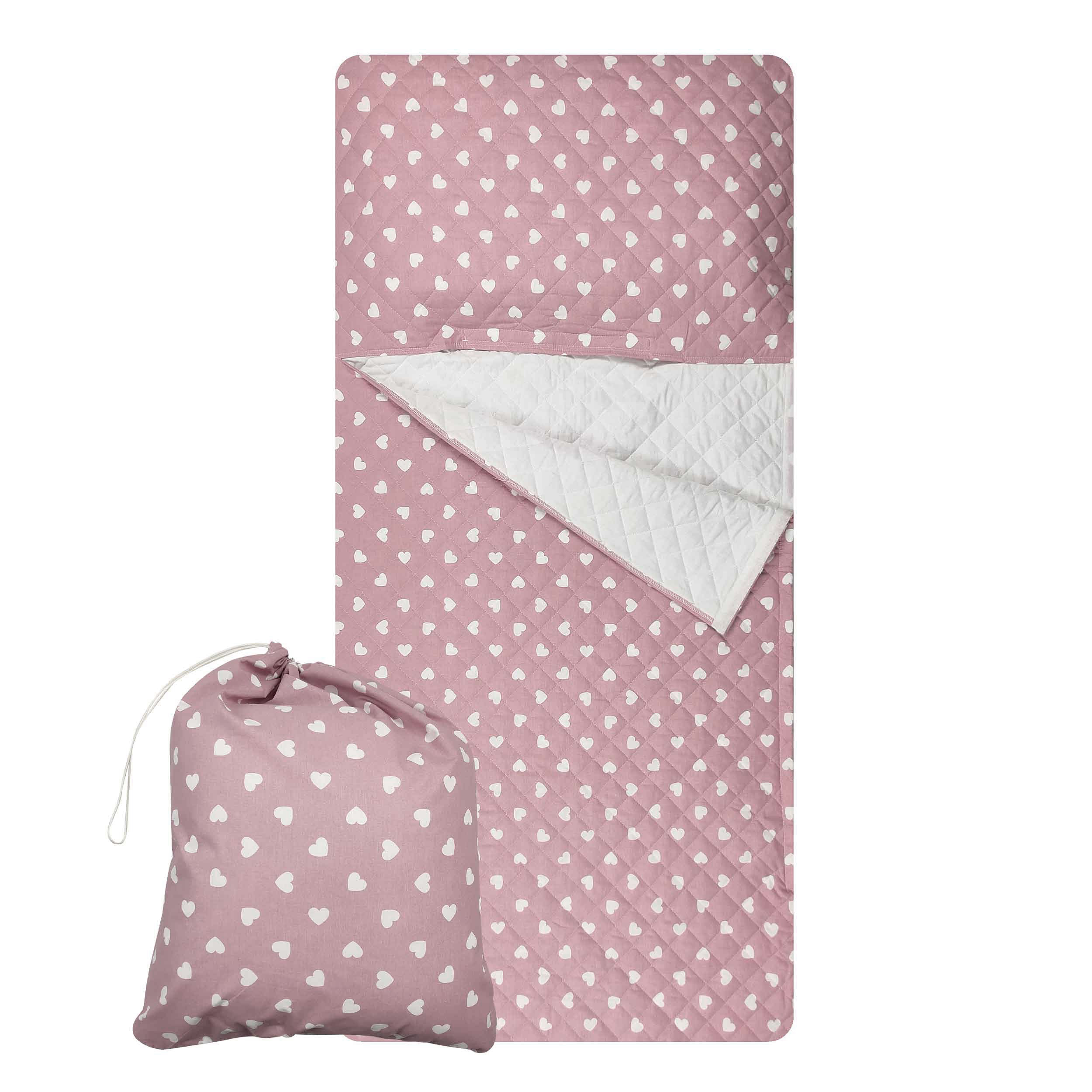 Sacco Nanna Cuori Bianchi con Sfondo Rosa Antico
