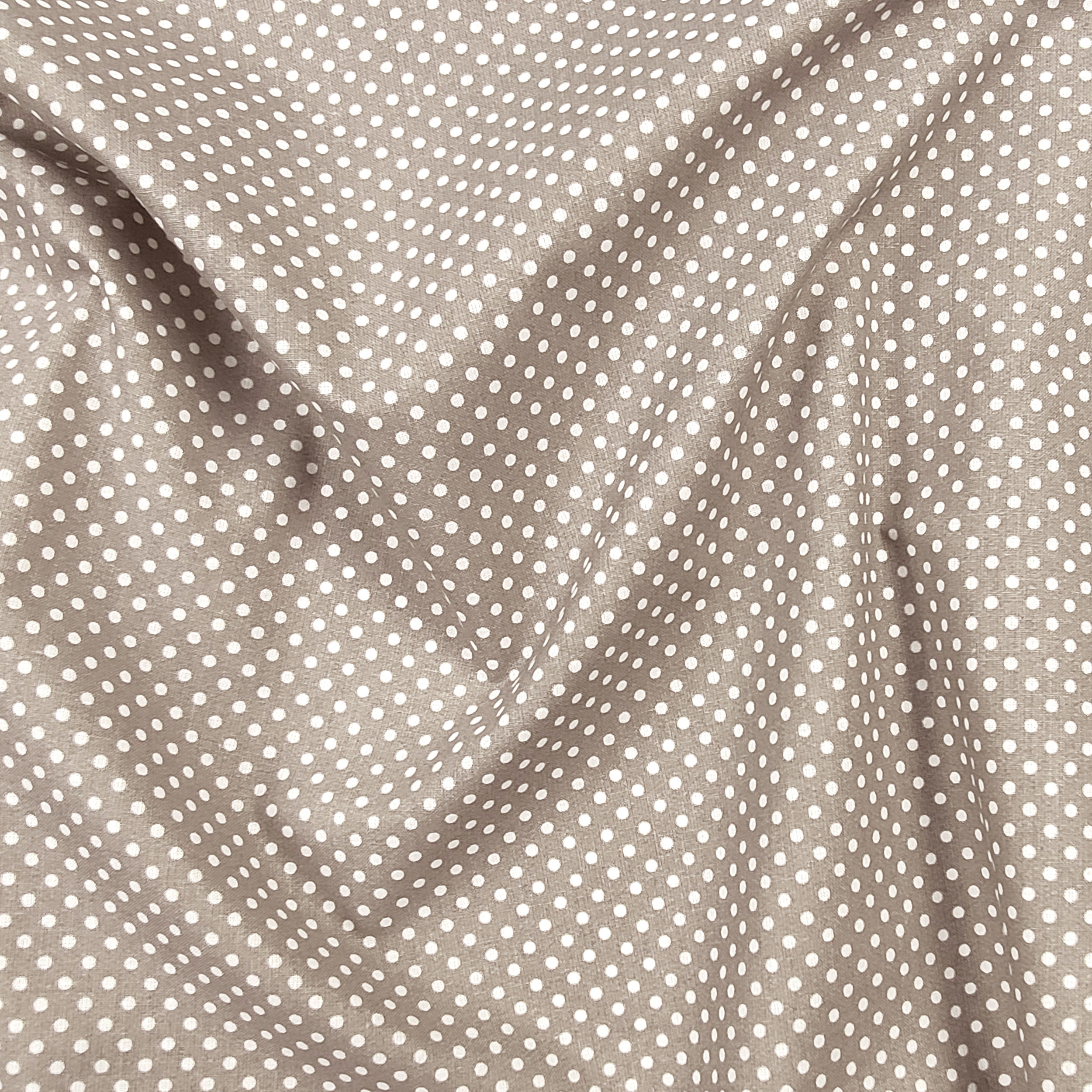 Tessuto Cotone Tortora Pois Bianchi Image
