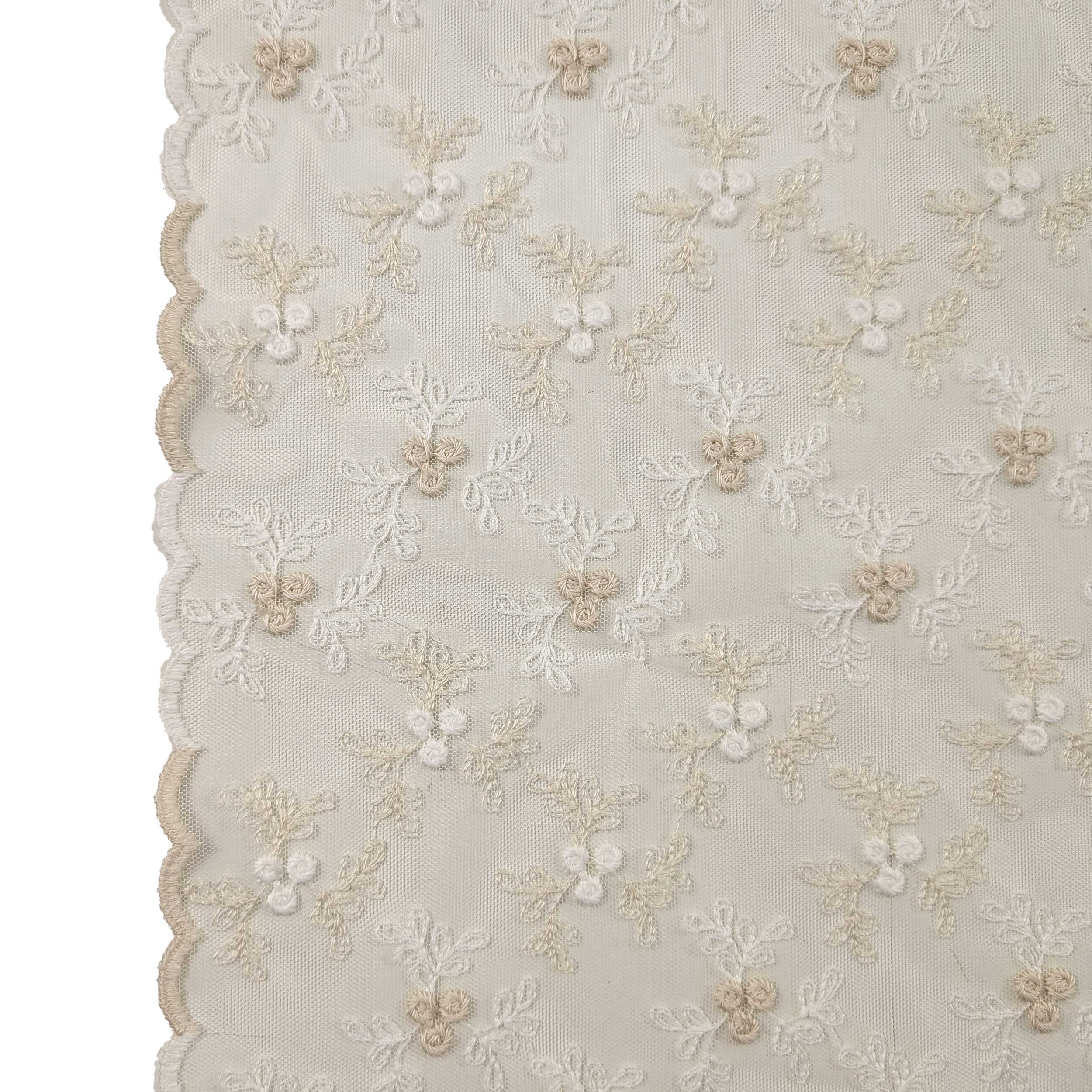 Tessuto Tendino Pizzo Floreale Beige Image