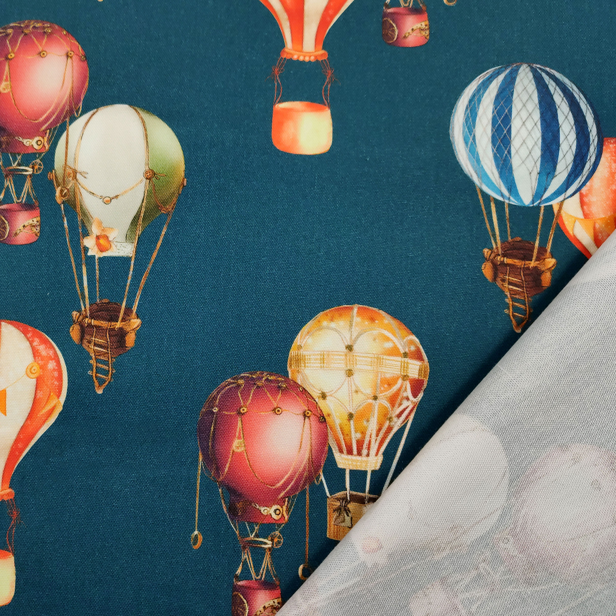 Panama in Puro Cotone con Mongolfiere in Petrolio