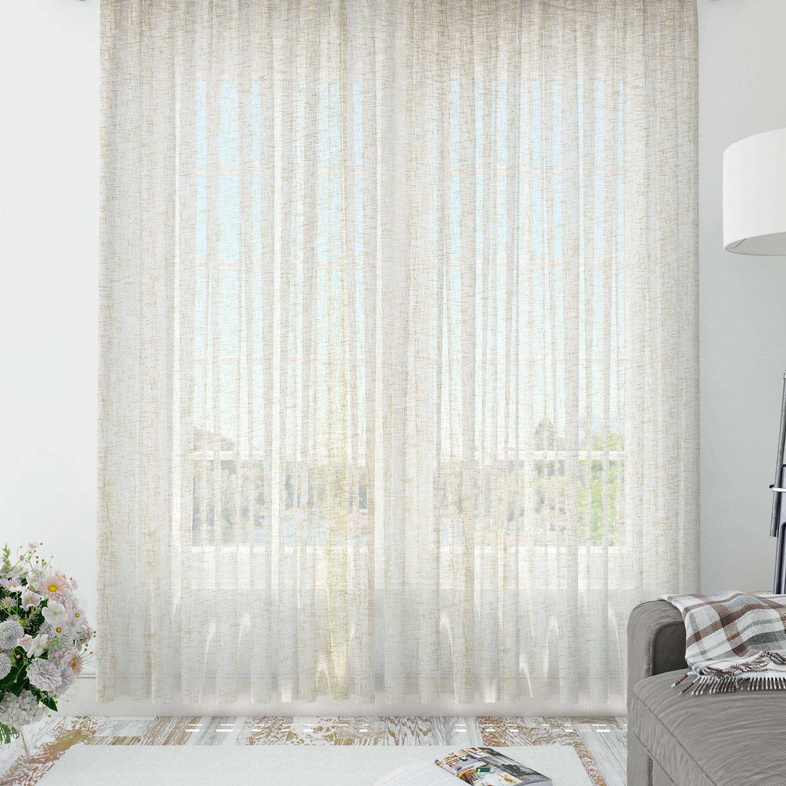 Tessuto per Tenda in Finto Lino Tinta Unita Crema