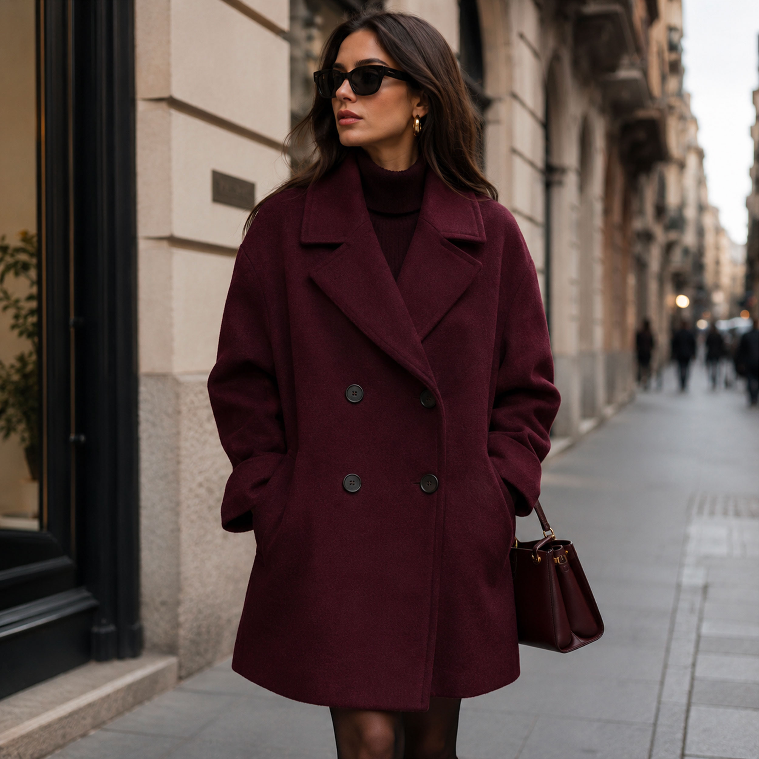 Cappotto Misto Lana Bordeaux Image