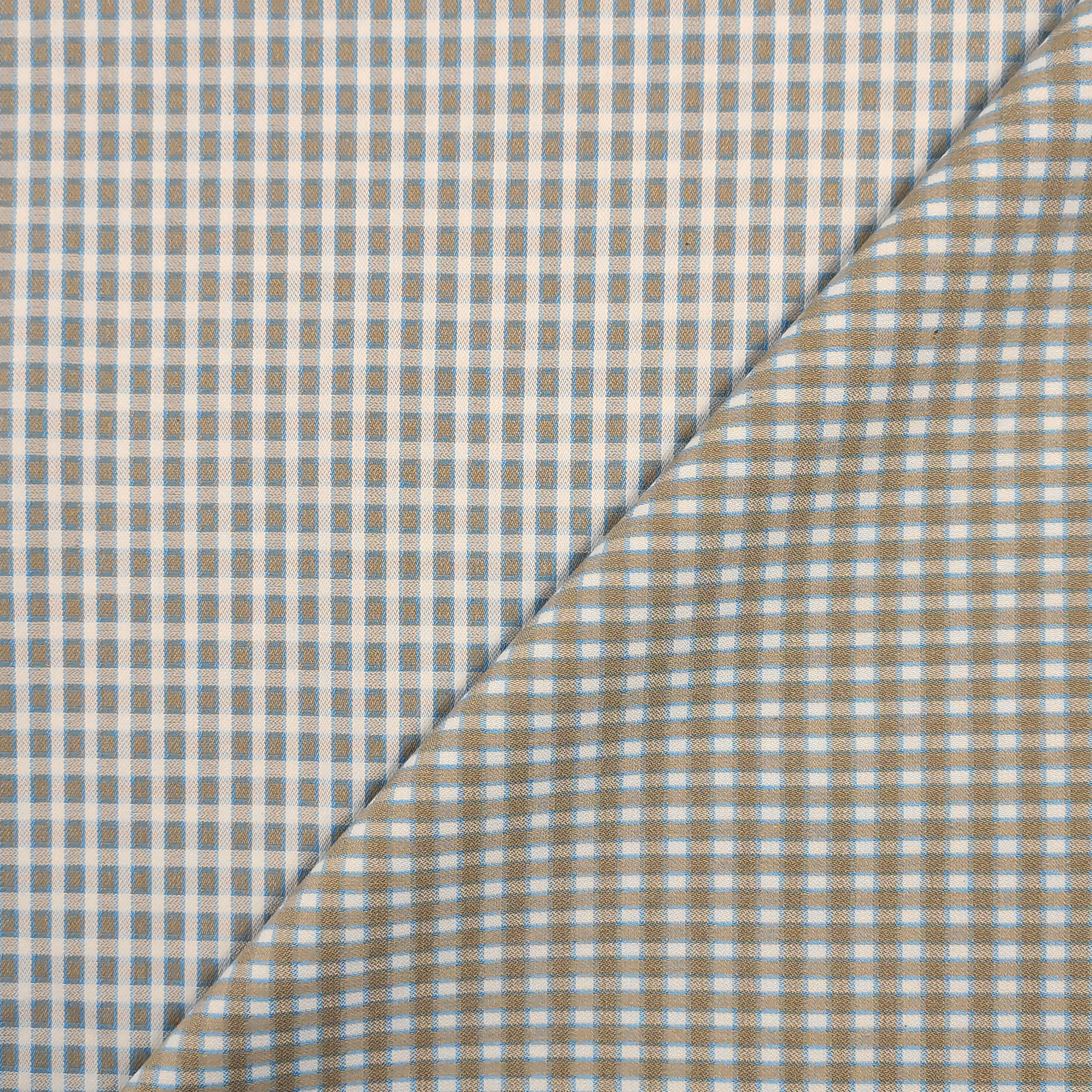 Tessuto Elasticizzato Quadretto Azzurro