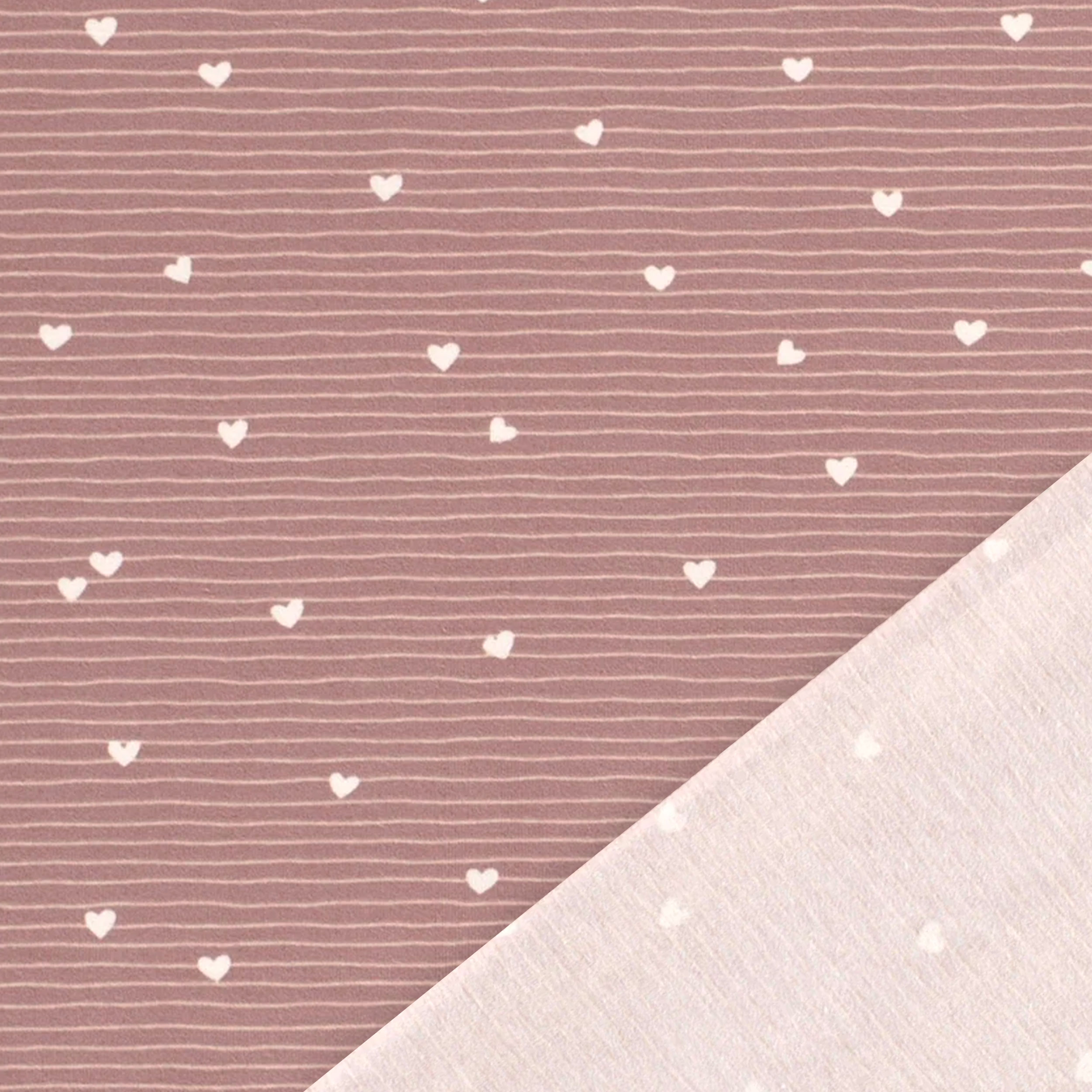 Maglina Cotone Cuoricini e Righe Sfondo Rosa Antico Image
