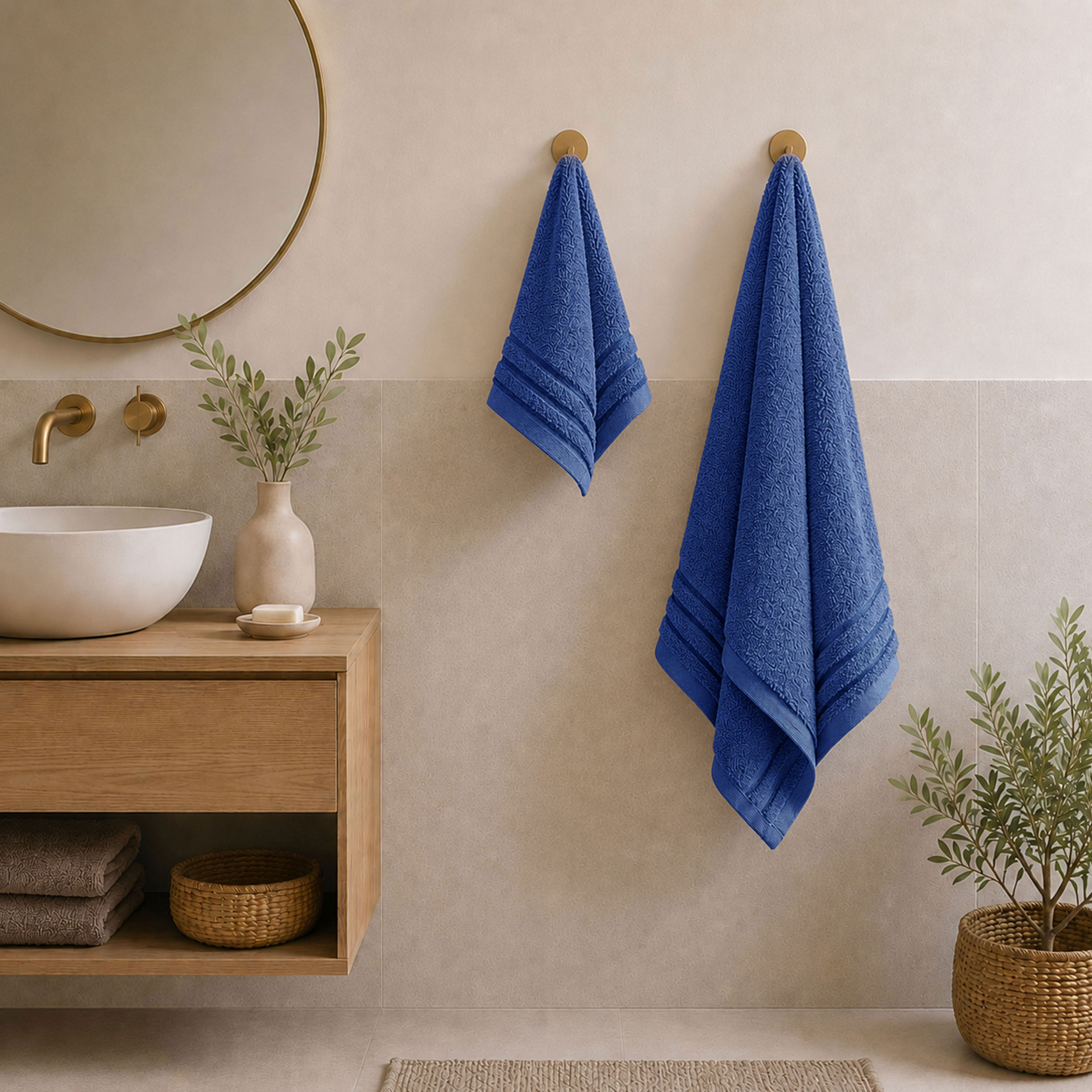 Set Asciugamani Bagno Viso e Ospite Blu Image