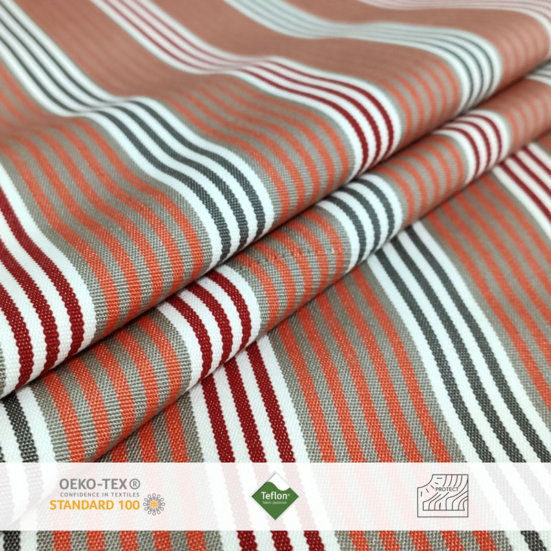 Tessuto da Esterno Righe Sottili Rosso H 160 cm