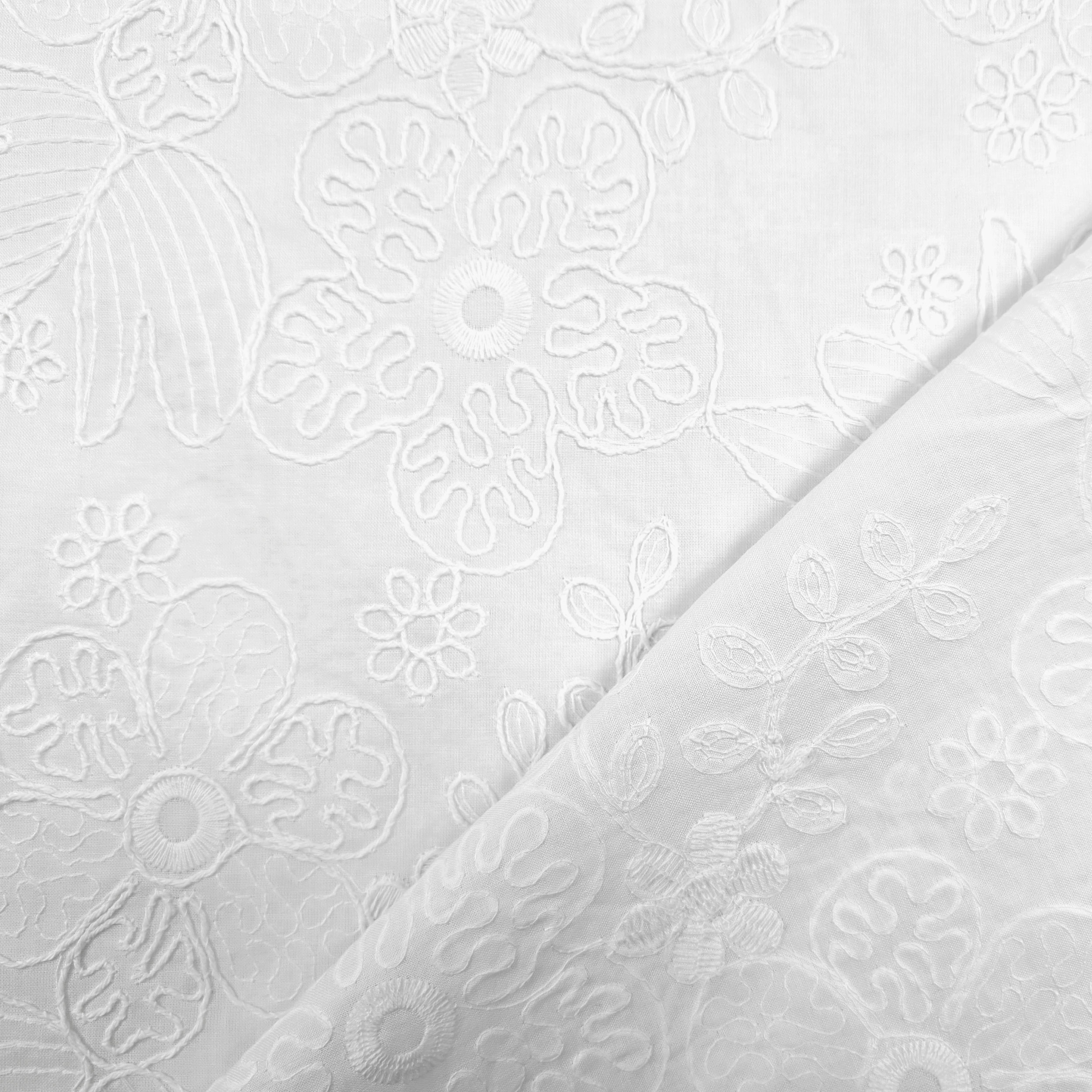 Sangallo di Cotone Bianco Doppio Smerlo Fiori Image