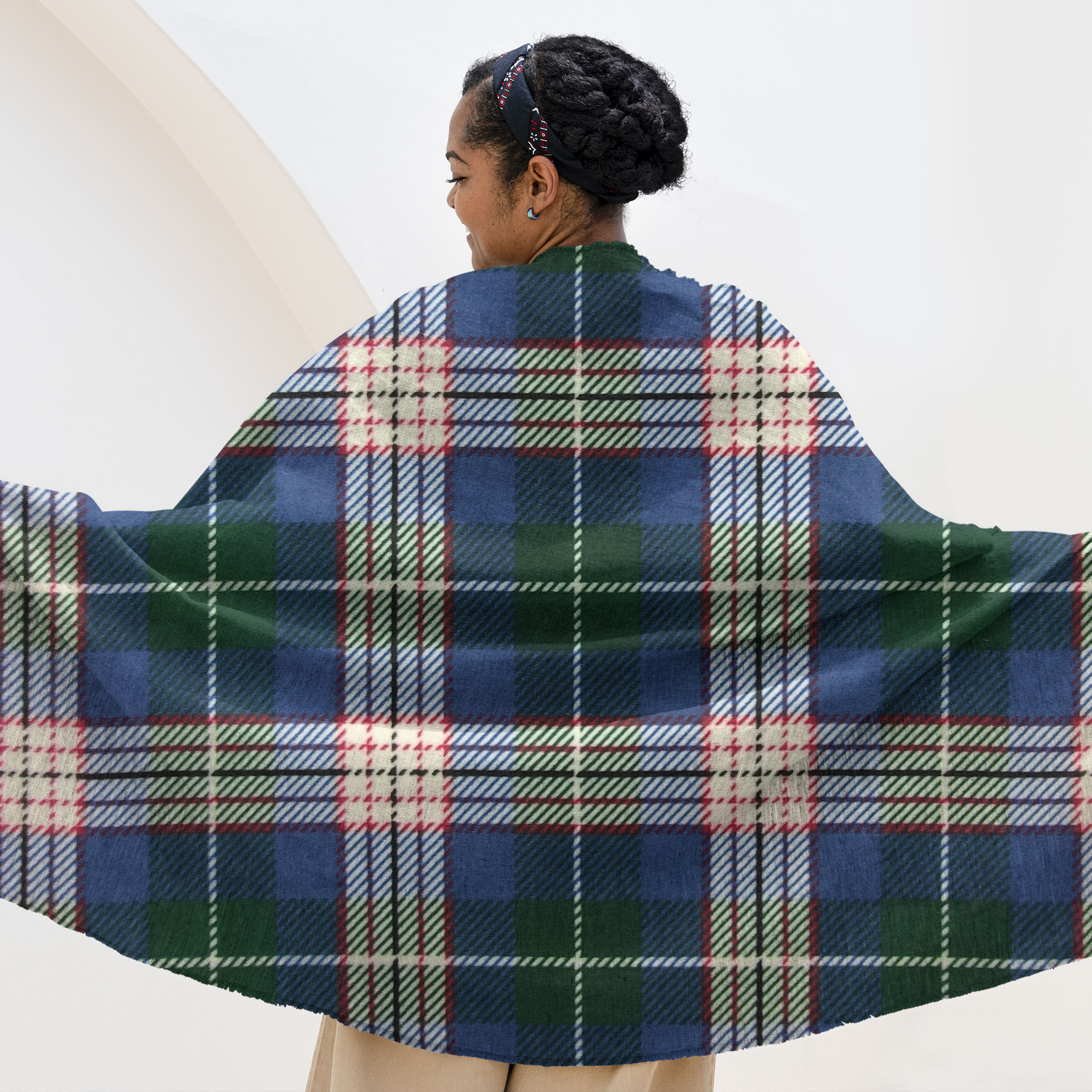 pile tartan toni blu verde per coperte