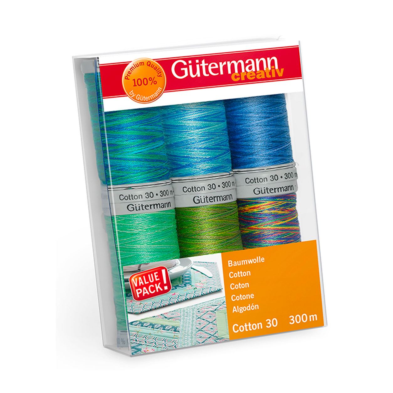 Gutermann Filo Cotone 300 m 6 Bobine Toni Freddi 