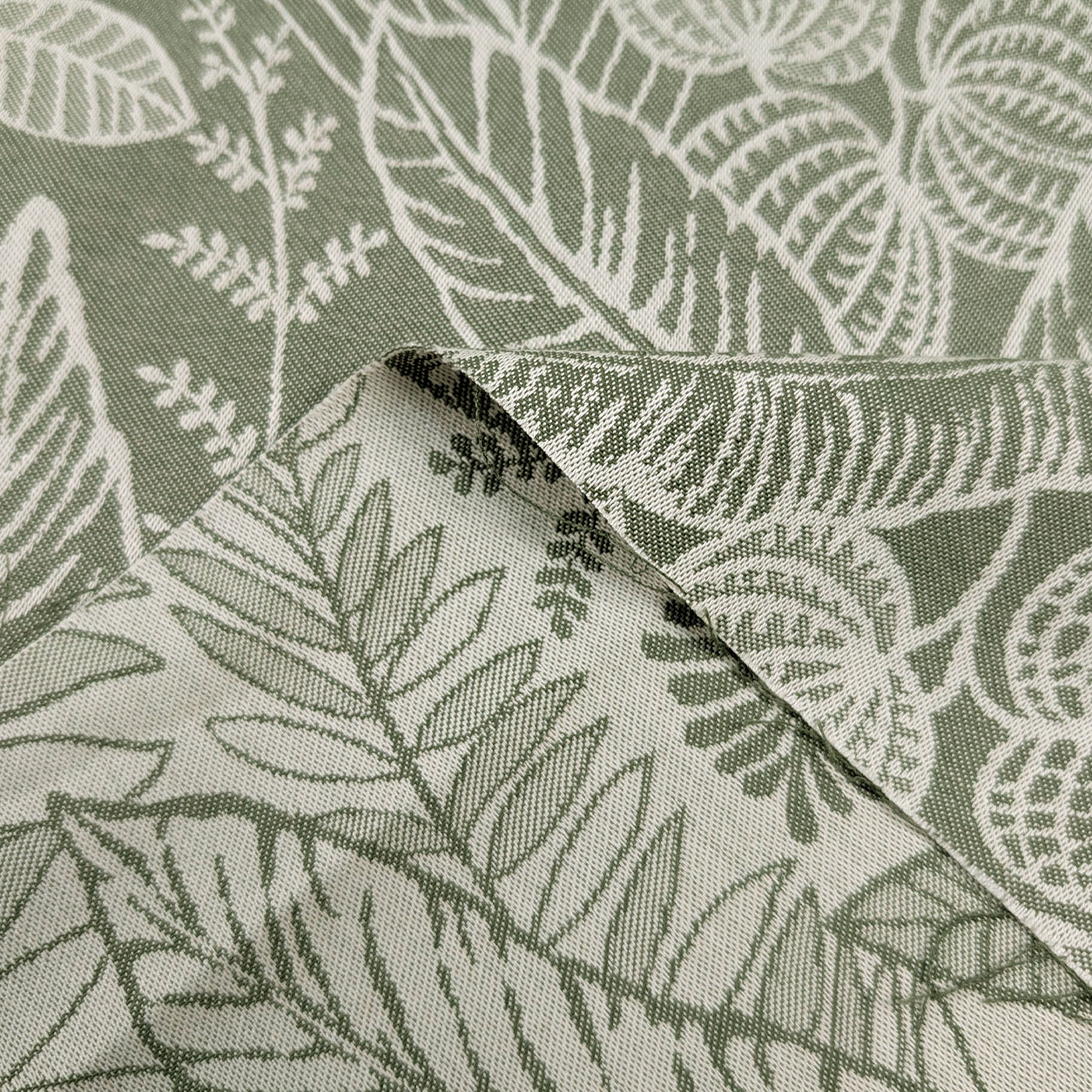 Jacquard Foglie Sfondo Verde H 280 cm Image