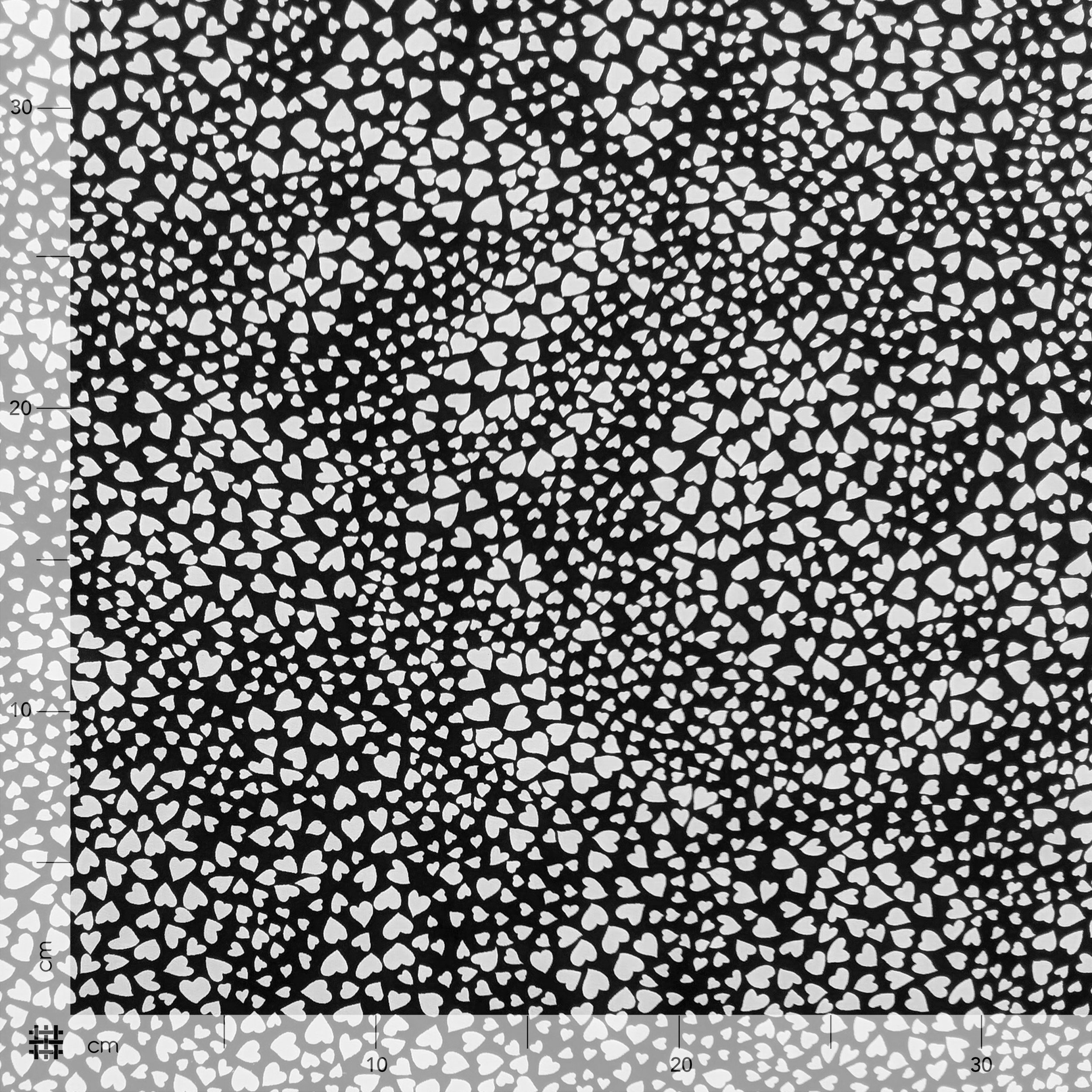 Popeline di Viscosa Cuoricini Bianchi Sfondo Nero Image