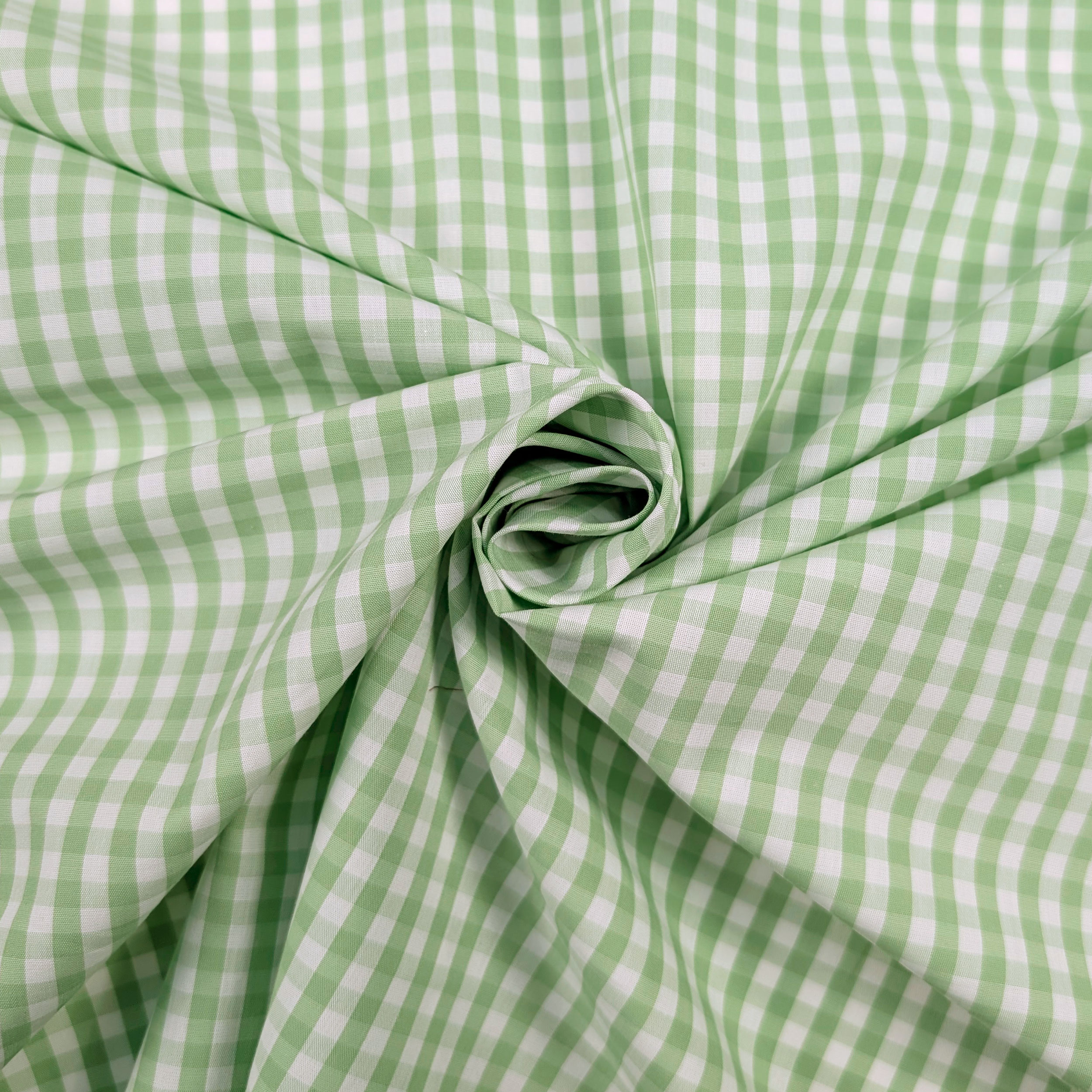Cotone per Camiceria Quadretti Verde Chiaro Image