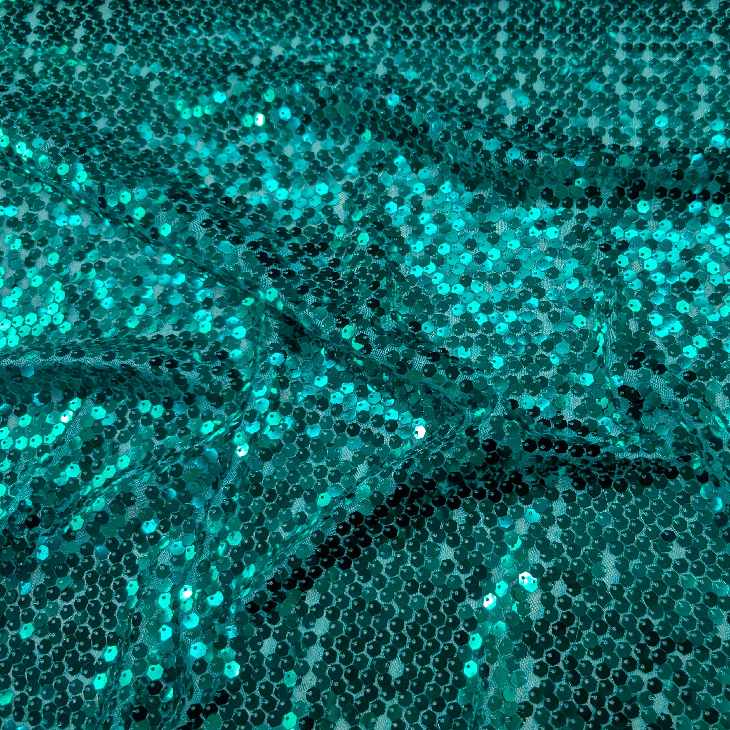 Tessuto Paillettes Esagono Turchese Image