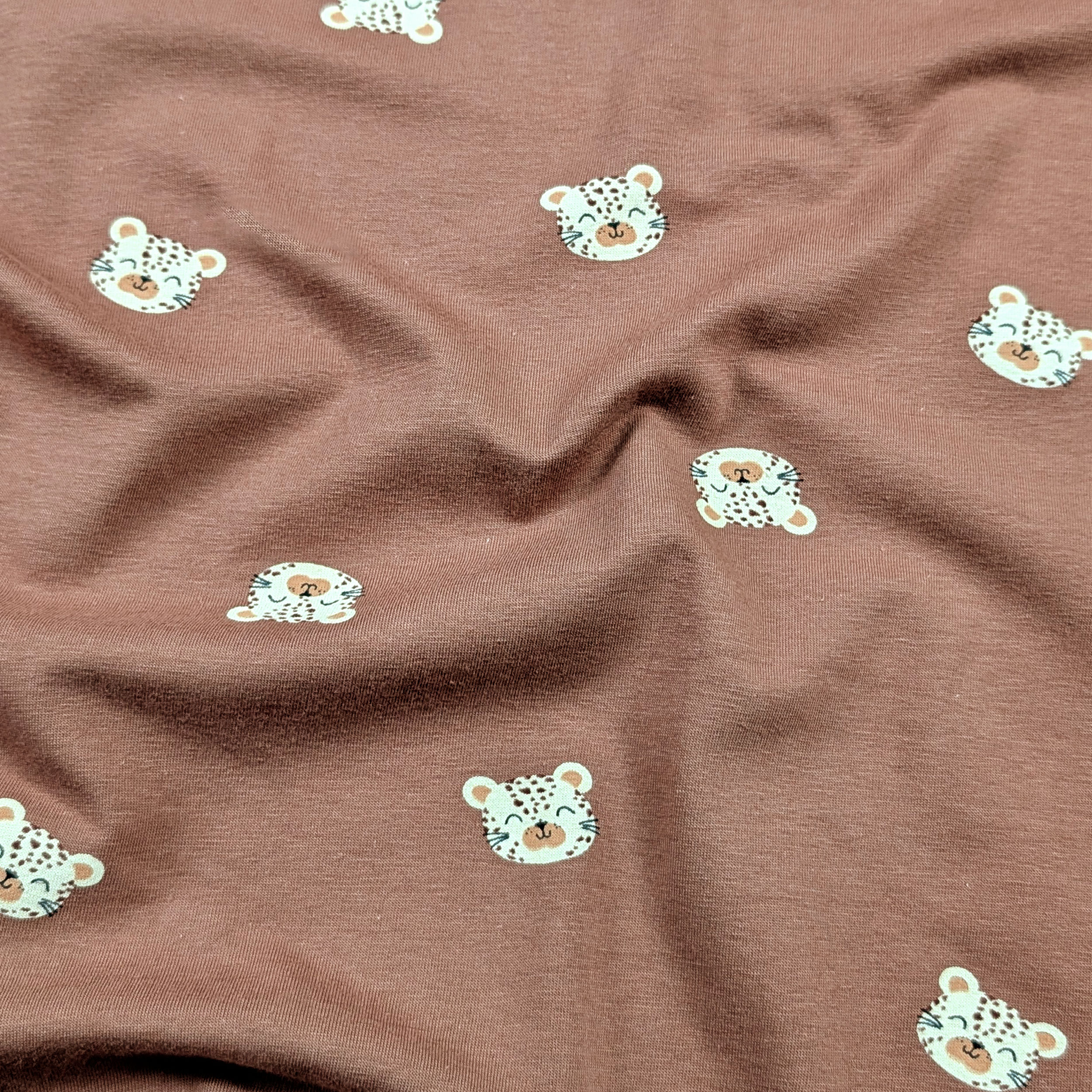 Jersey Cotone Sfondo Cammello con Tigrotti Image