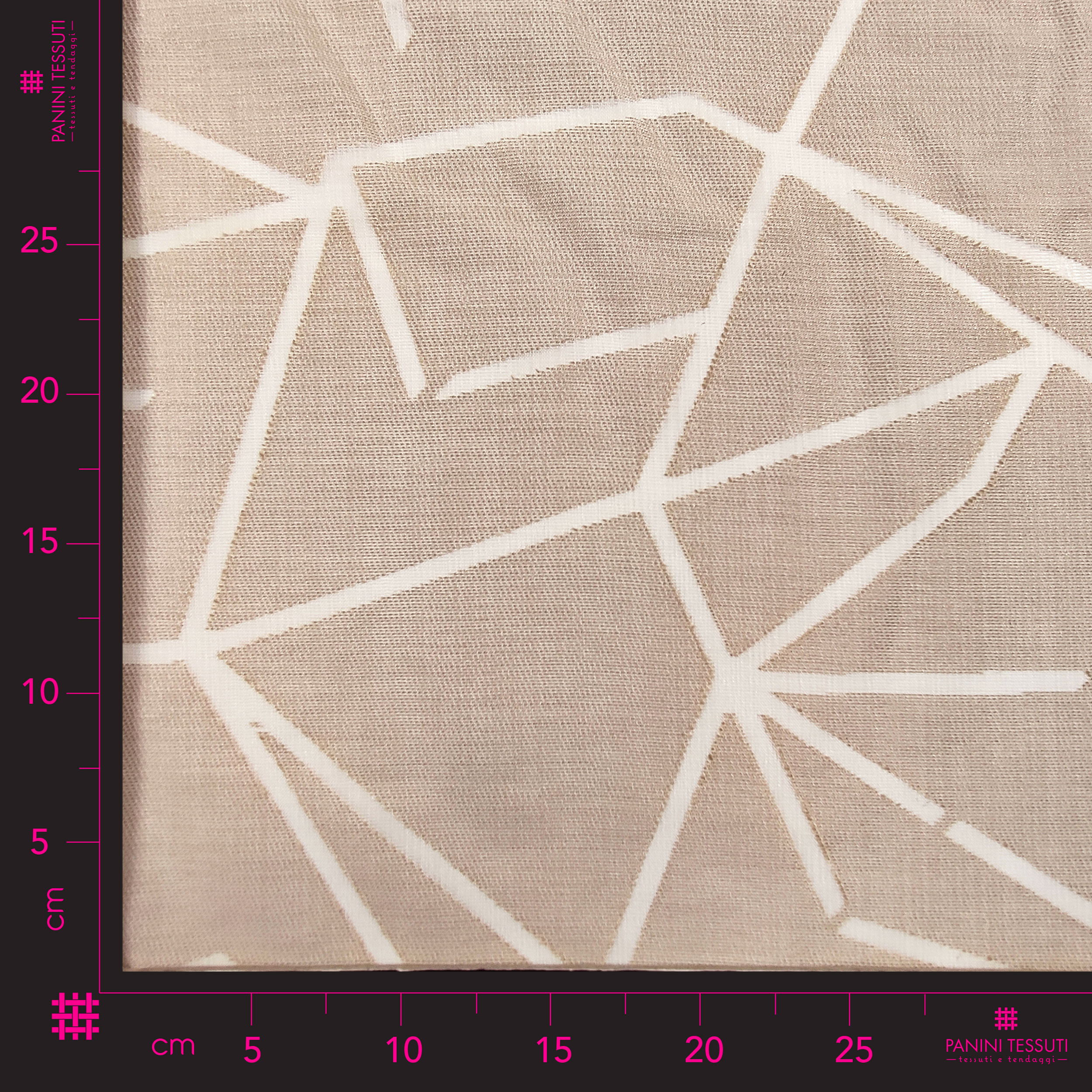 Tessuto Tendino Devorè Tortora Linee Geometriche 