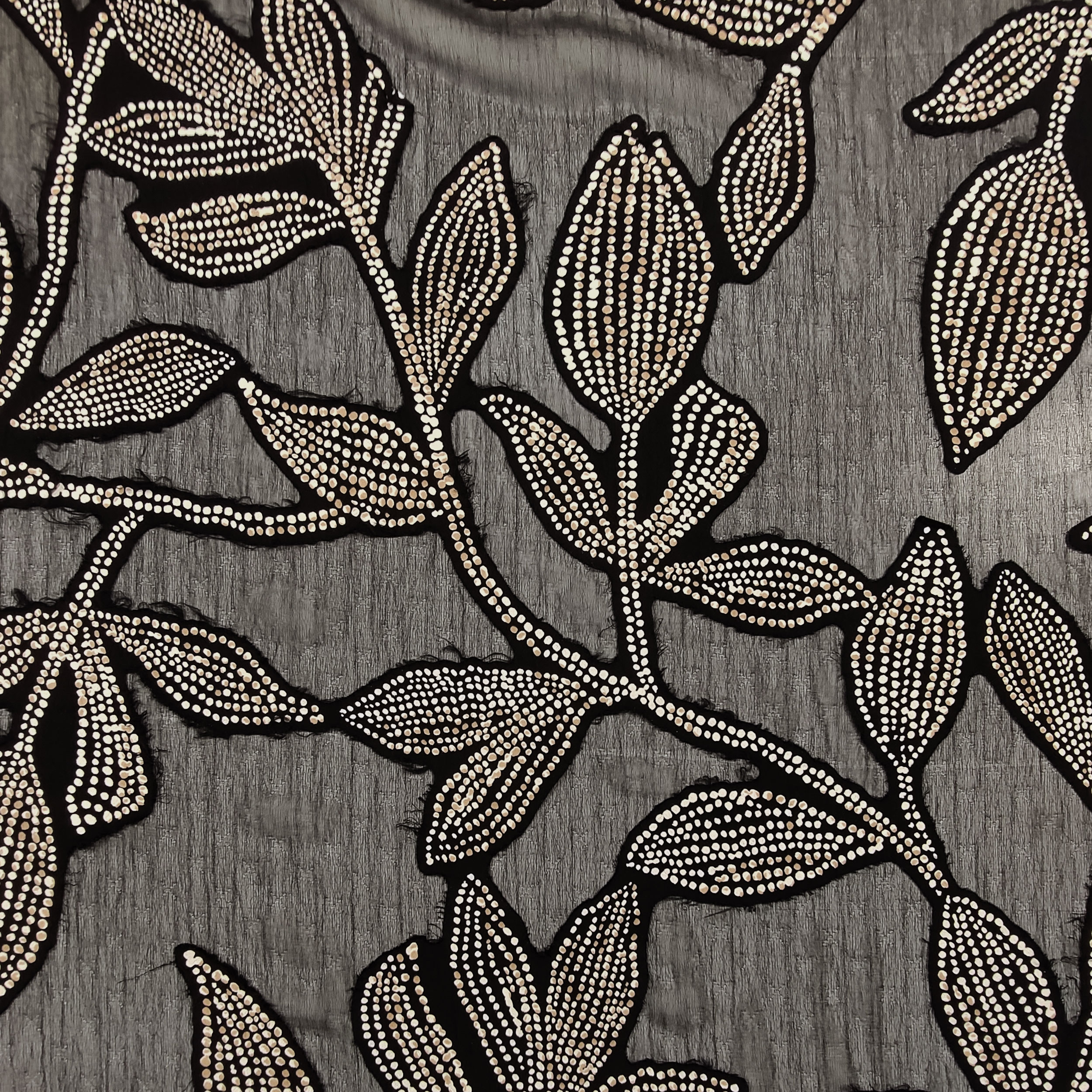 Voile Fantasia Foglie Devorè Beige