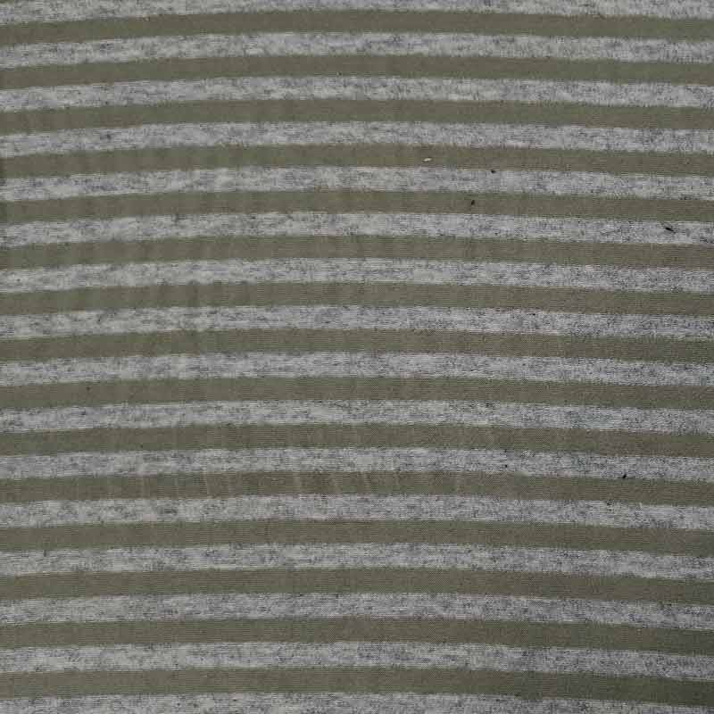 Tessuto Maglina di Cotone Righe Grigio e Verde Militare