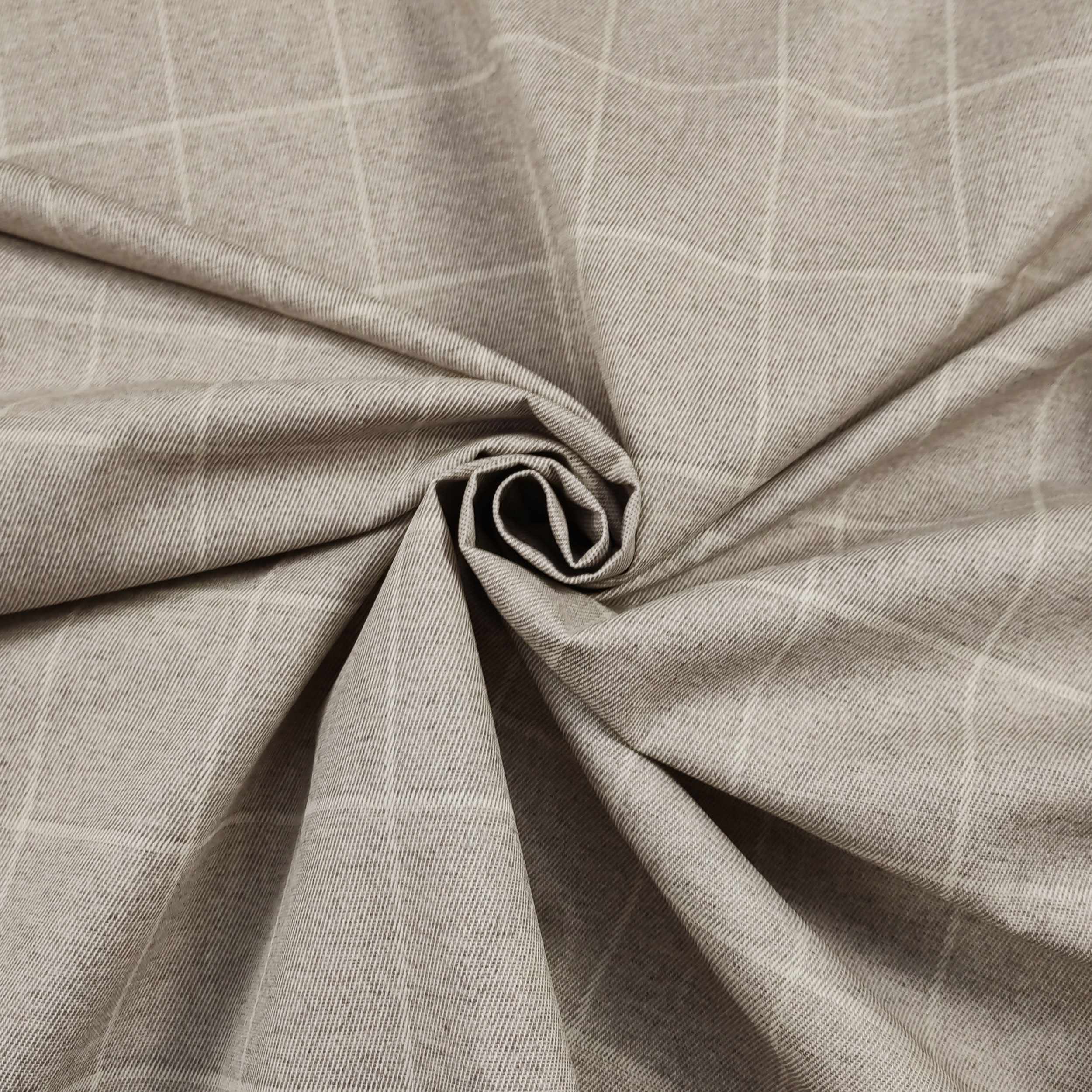 Tessuto per Tovaglia Resinato Cotone Quadri in Beige