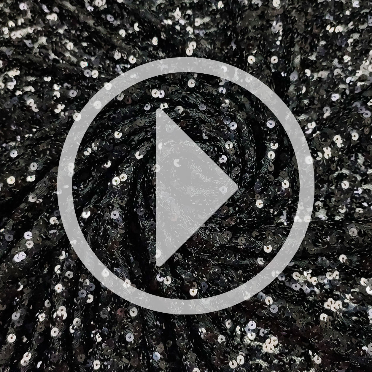 Tessuto Paillettes su Tulle Nero Image