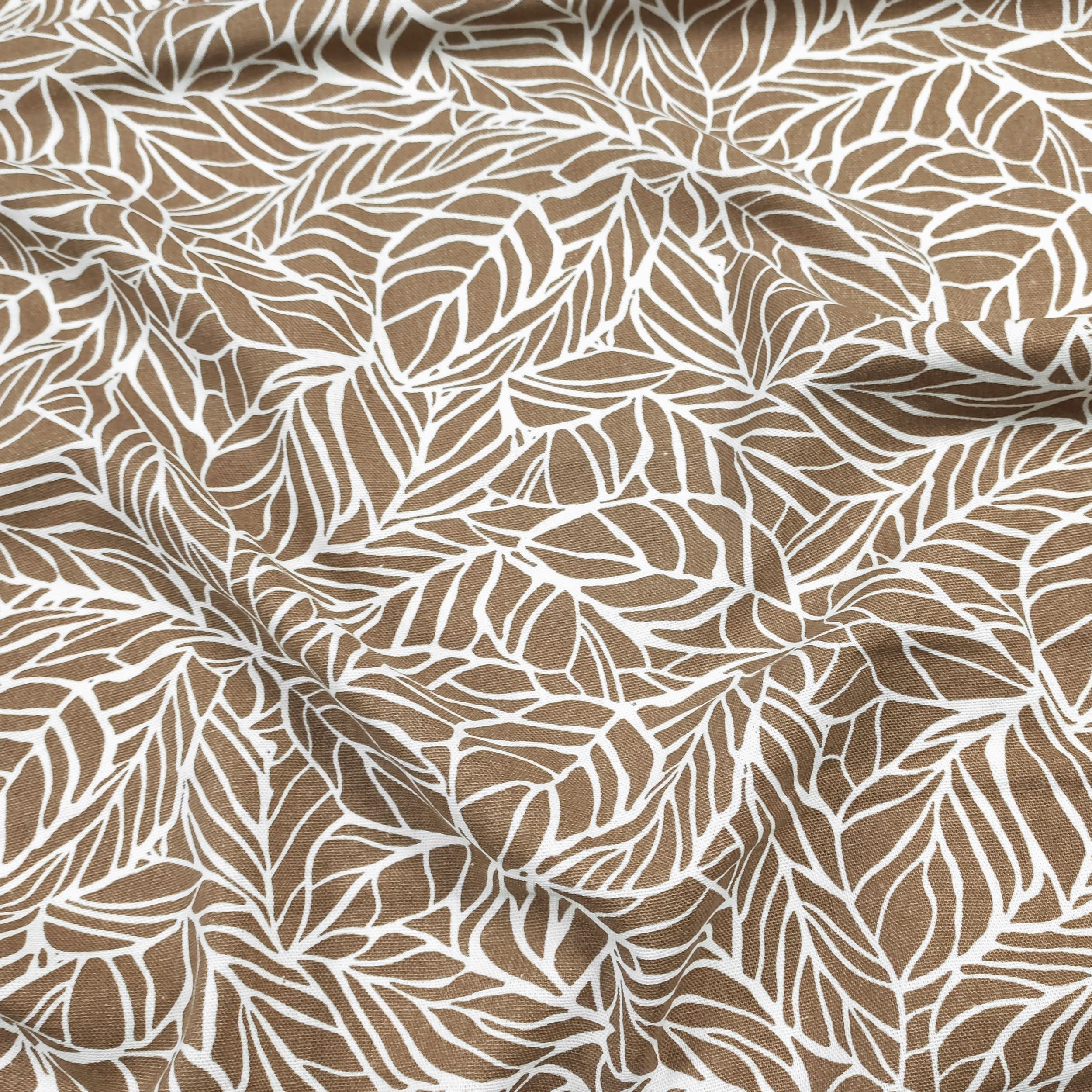 Misto Lino Foglie Sfondo Beige