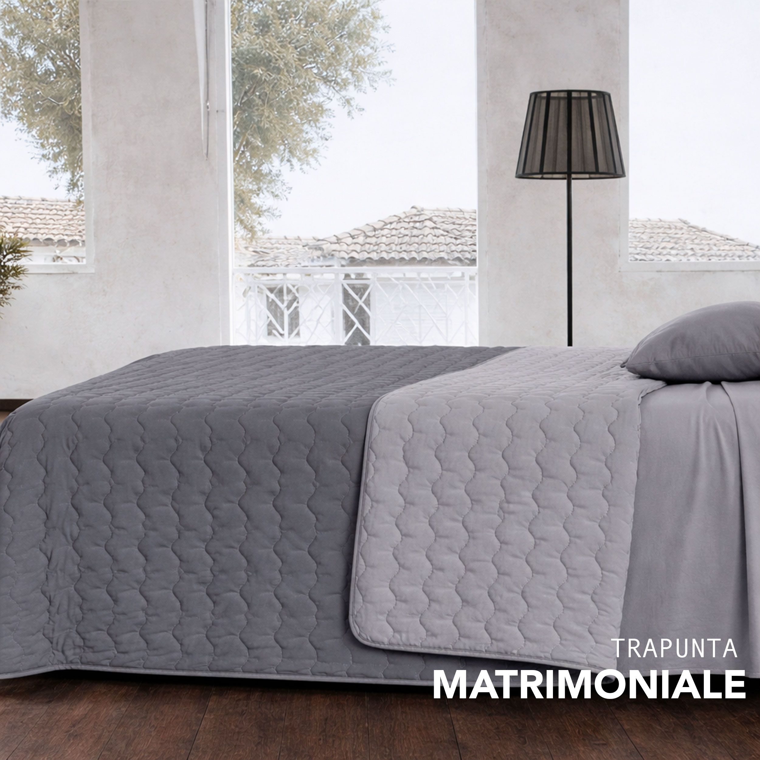 Trapuntato Matrimoniale Leggero Bicolore Grigio Image